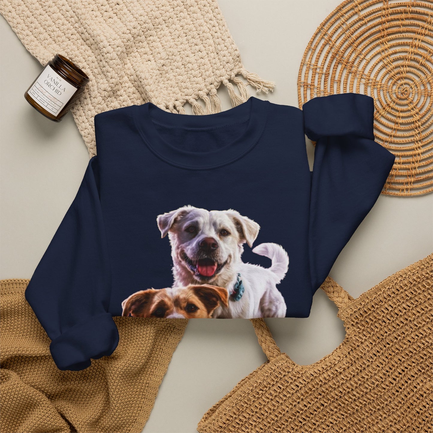 Crewneck Sweatshirt • Playful Double Dog Photo Pullover