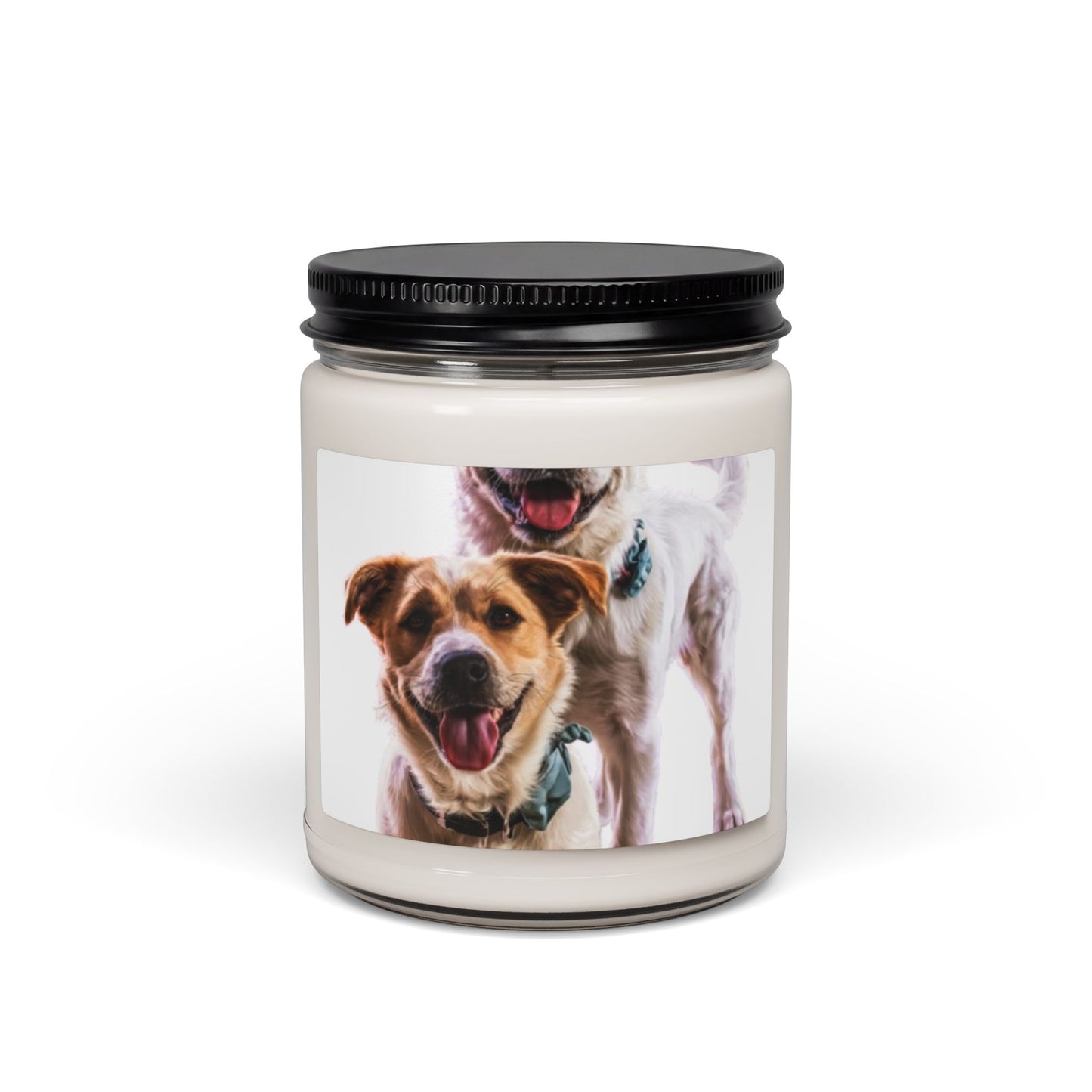 9oz Scented Soy Candle — Happy Dog Photo Jar Candle (Pet Lover Gift)