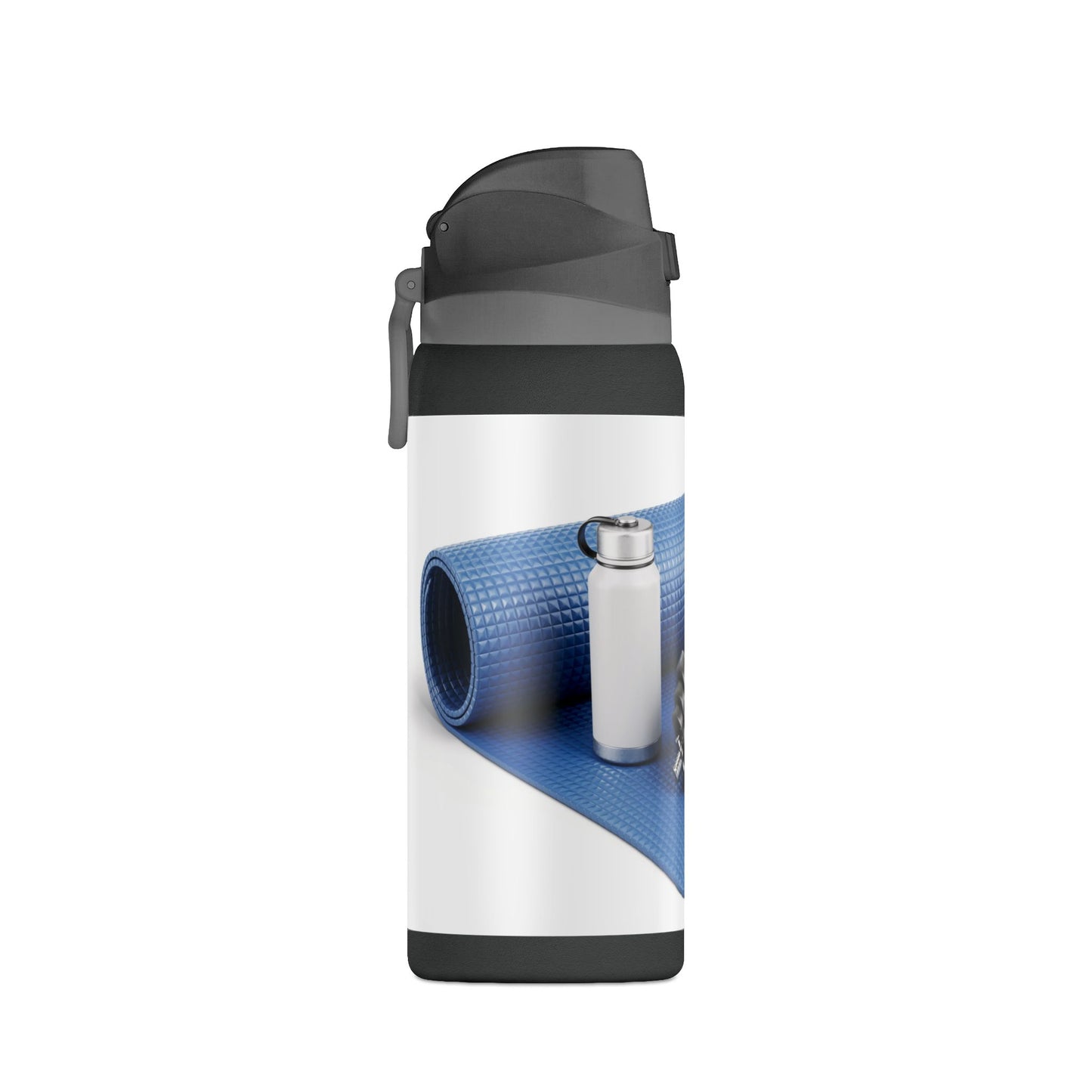 32oz Insulated Fitness Water Bottle — Gym Yoga Mat & Dumbbell Design
