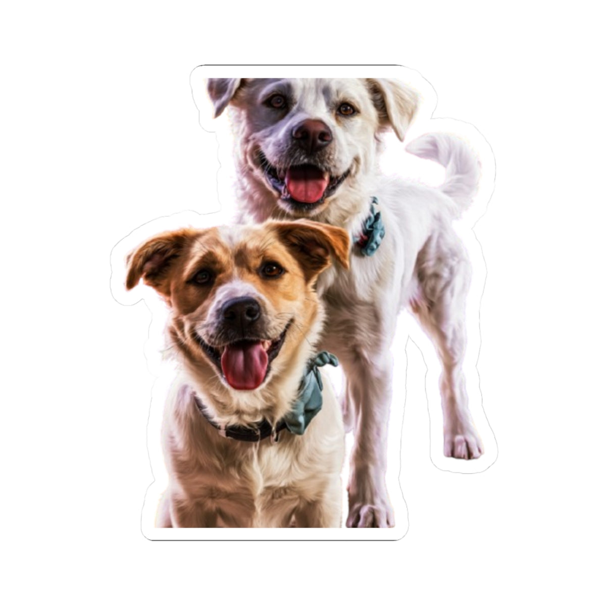Happy Dogs Kiss-Cut Sticker – Smiling Duo Laptop Decal
