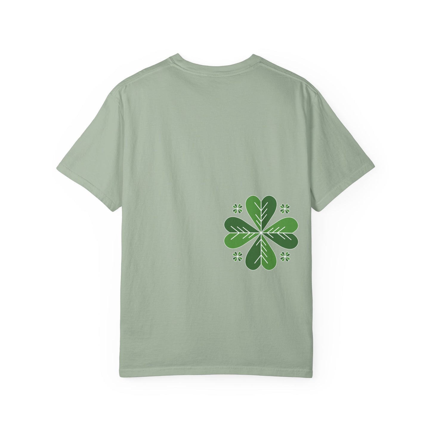Clover Pattern T-Shirt — Green Floral Four-Leaf Design