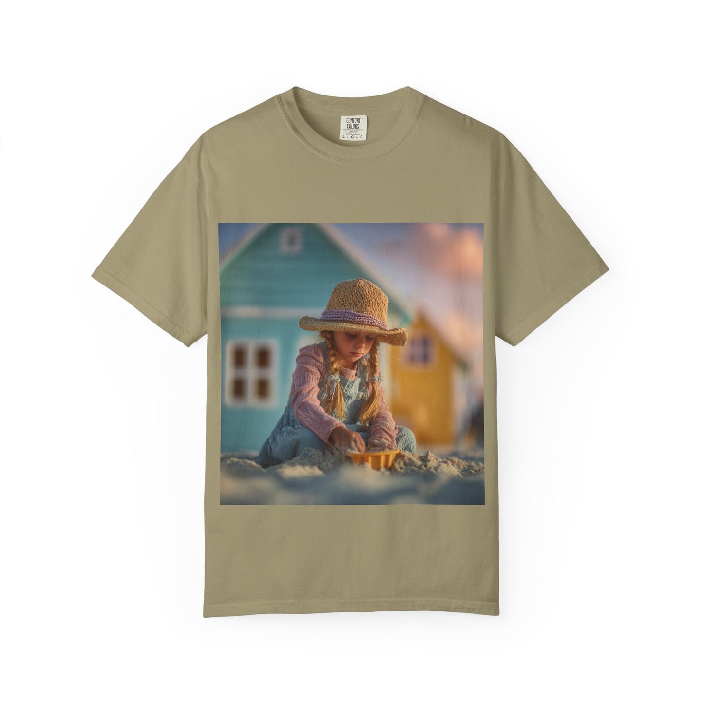 Little Girl Playing in Sand T-Shirt | Beach House Illustration