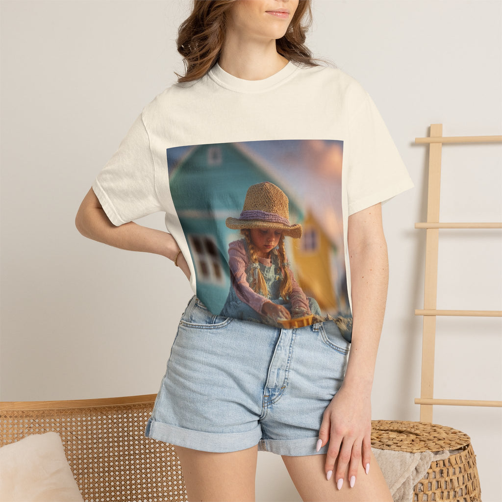 Little Girl Playing in Sand T-Shirt | Beach House Illustration