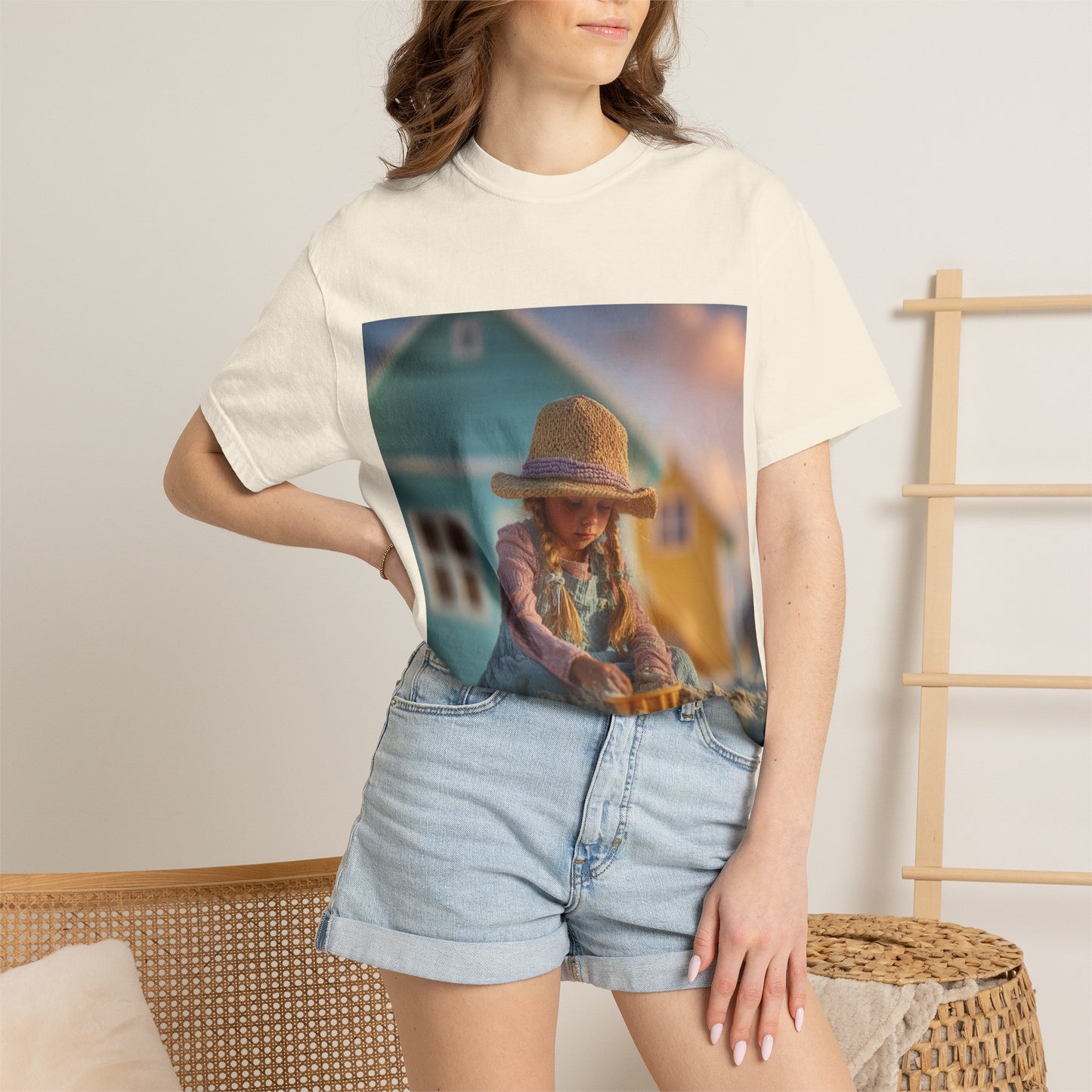 Little Girl Playing in Sand T-Shirt | Beach House Illustration