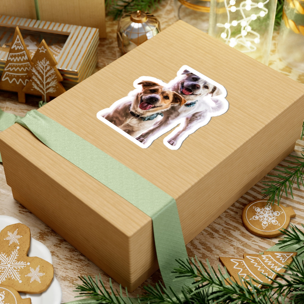 Happy Dogs Kiss-Cut Sticker – Smiling Duo Laptop Decal