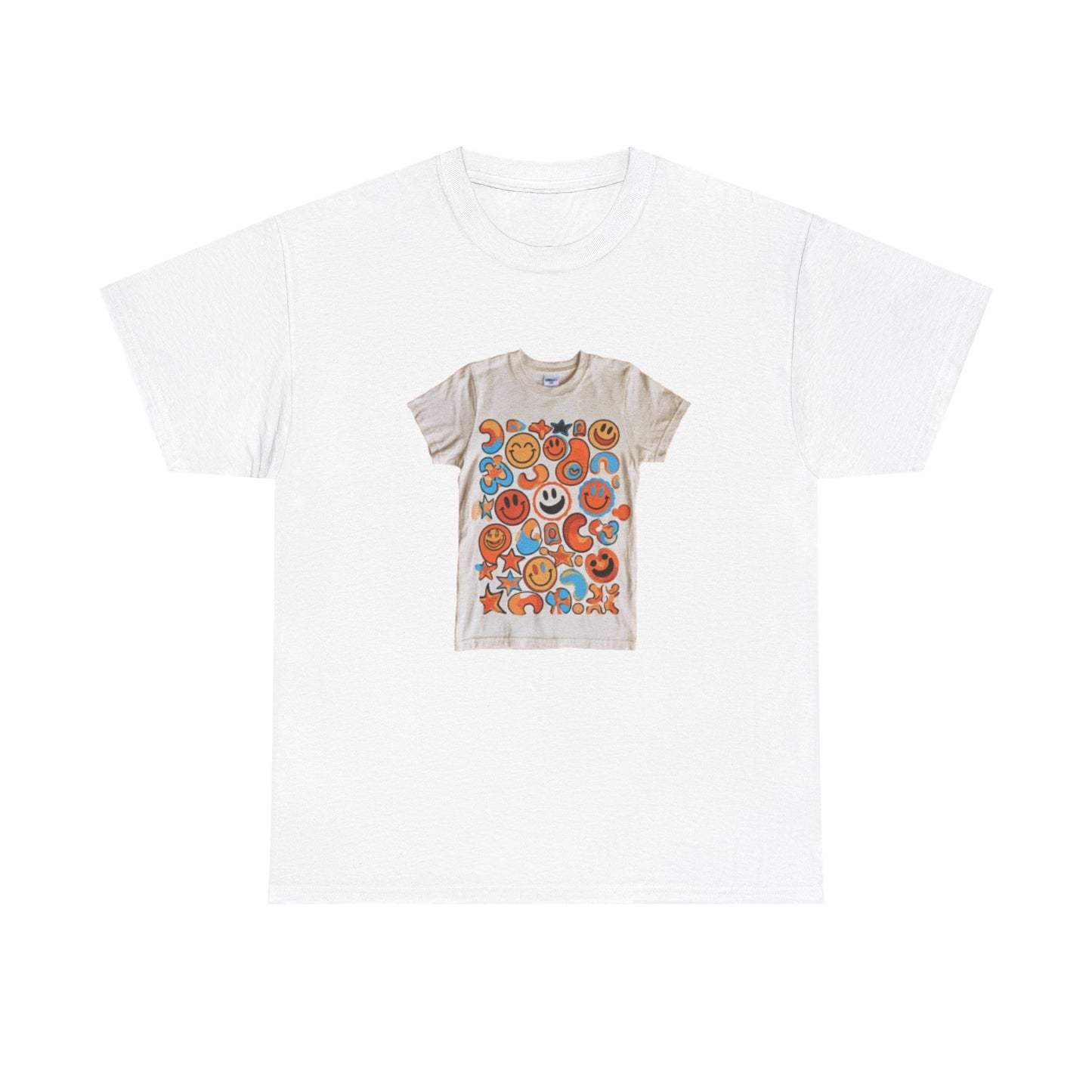 Retro Smiley Faces Tee — Vintage 70s Happy Face Graphic T-Shirt