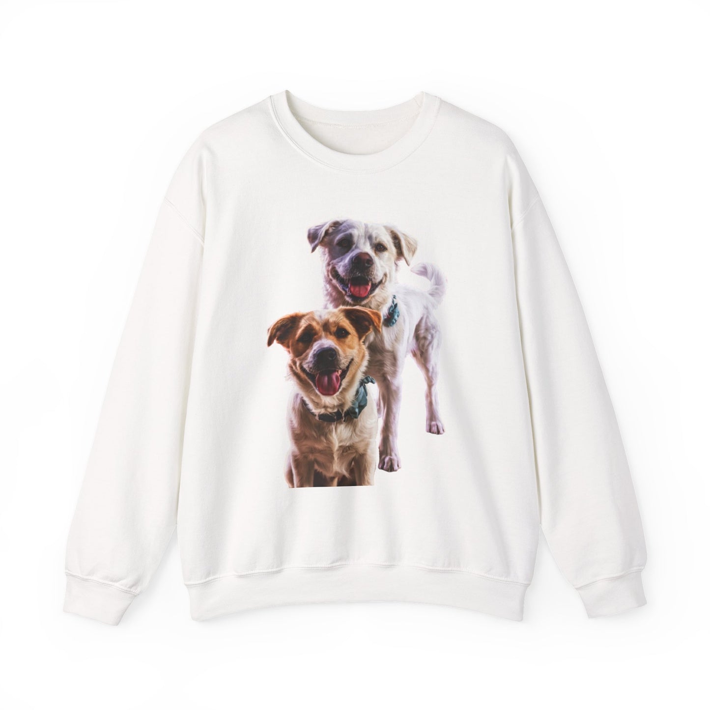 Crewneck Sweatshirt — Happy Duo Dogs Photo Print, Cute Pet Lover Gift