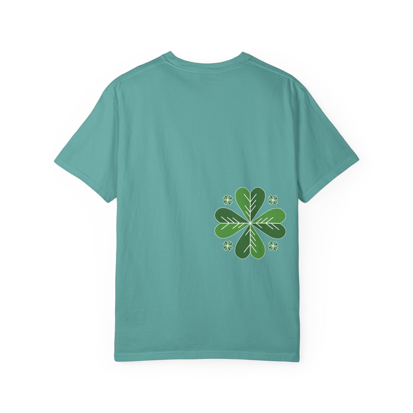 Clover Pattern T-Shirt — Green Floral Four-Leaf Design