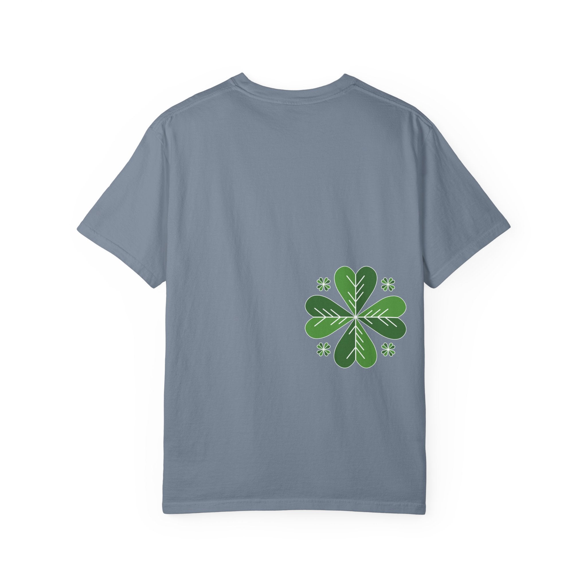 Clover Pattern T-Shirt — Green Floral Four-Leaf Design