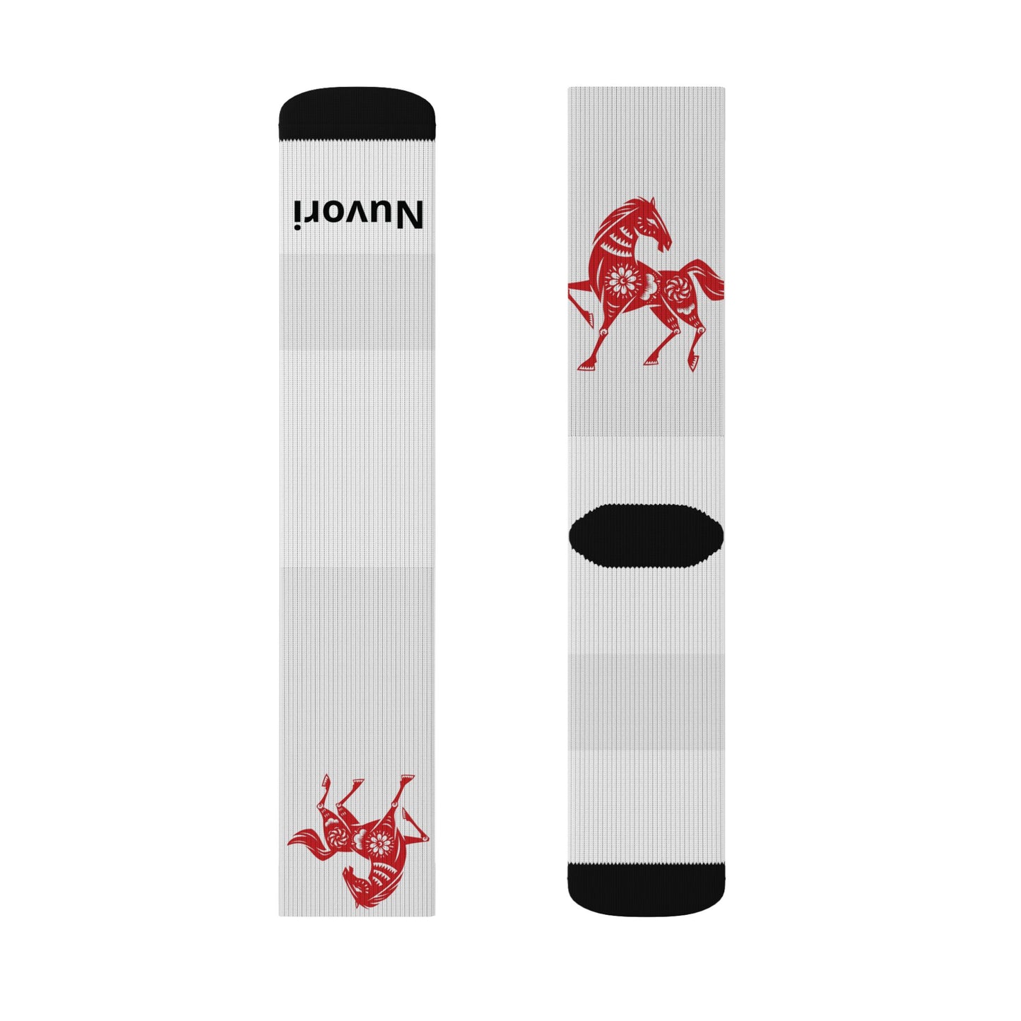 Red Trojan Horse Sublimation Socks — Novelty Athletic Crew Socks