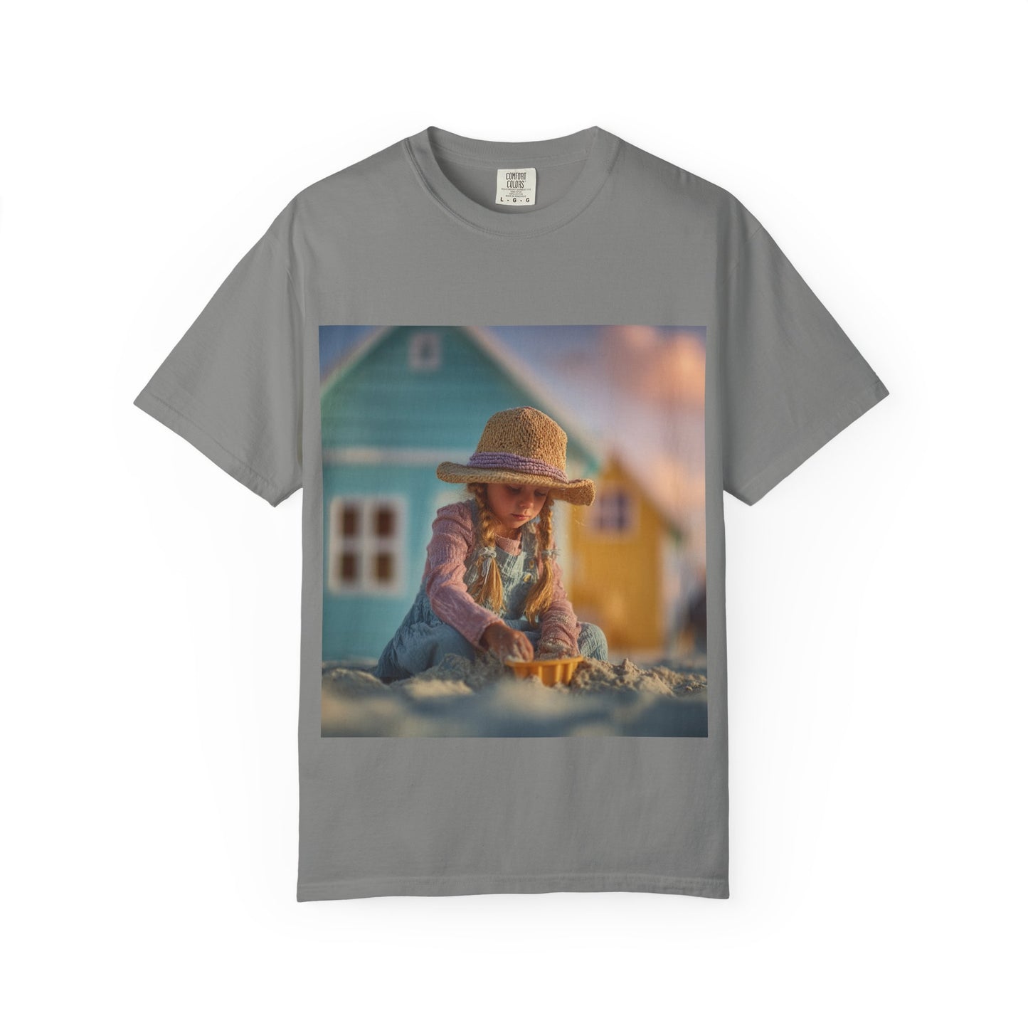 Little Girl Playing in Sand T-Shirt | Beach House Illustration