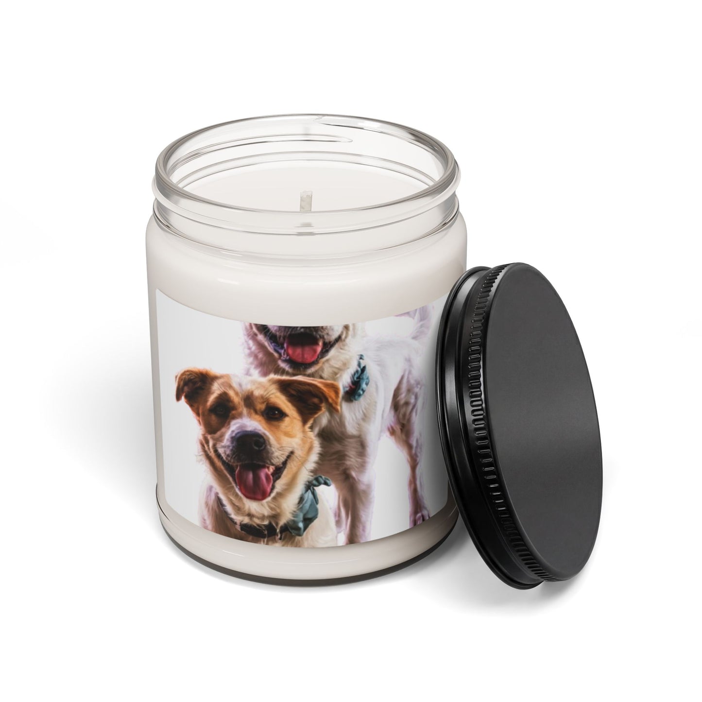 9oz Scented Soy Candle — Happy Dog Photo Jar Candle (Pet Lover Gift)