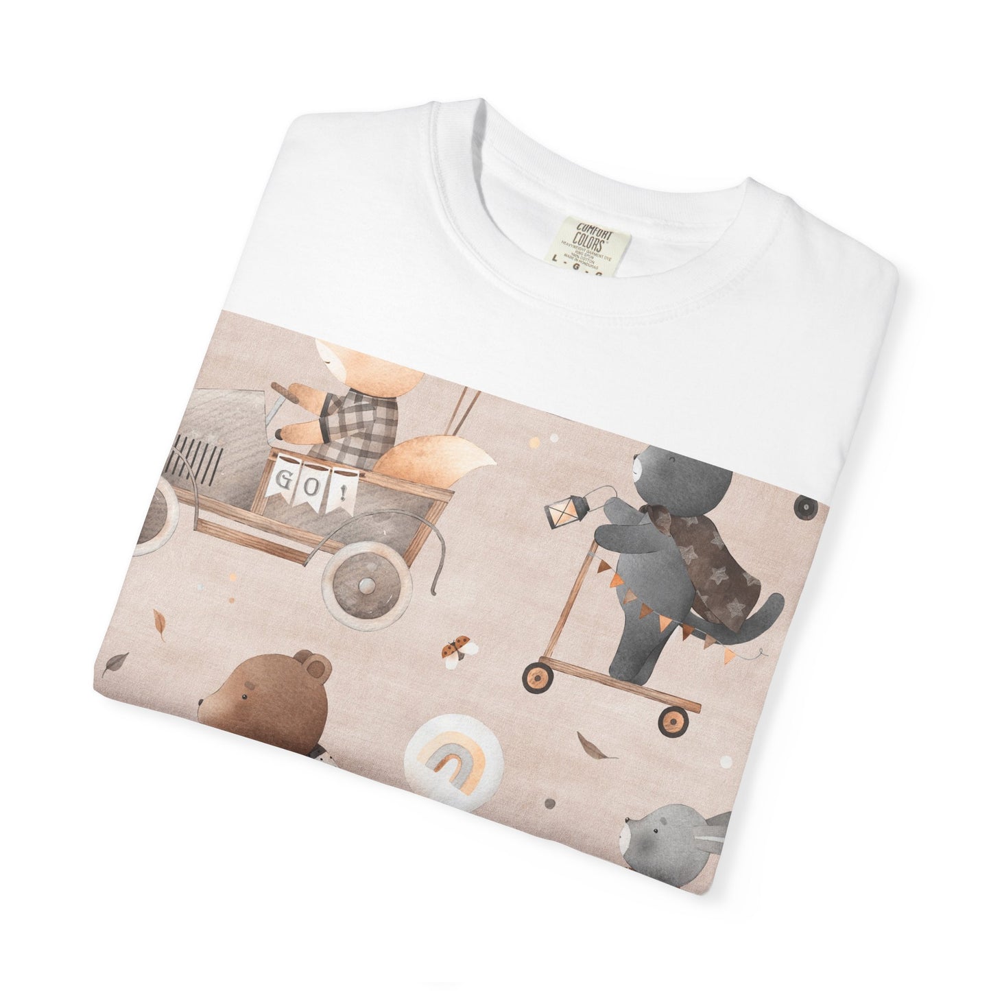 Vintage Toy Cars T-Shirt — Cute Teddy Bear Race Pattern