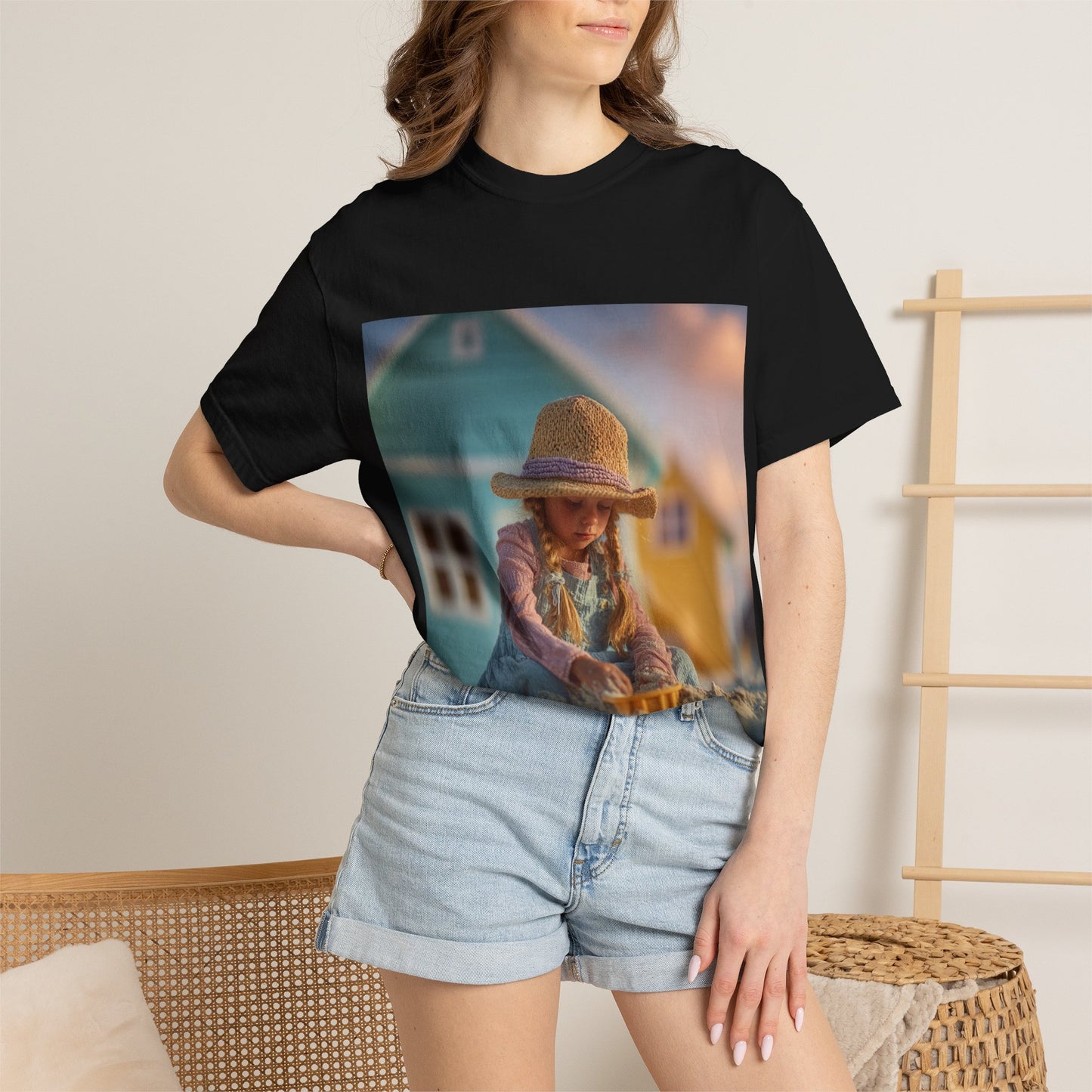 Little Girl Playing in Sand T-Shirt | Beach House Illustration