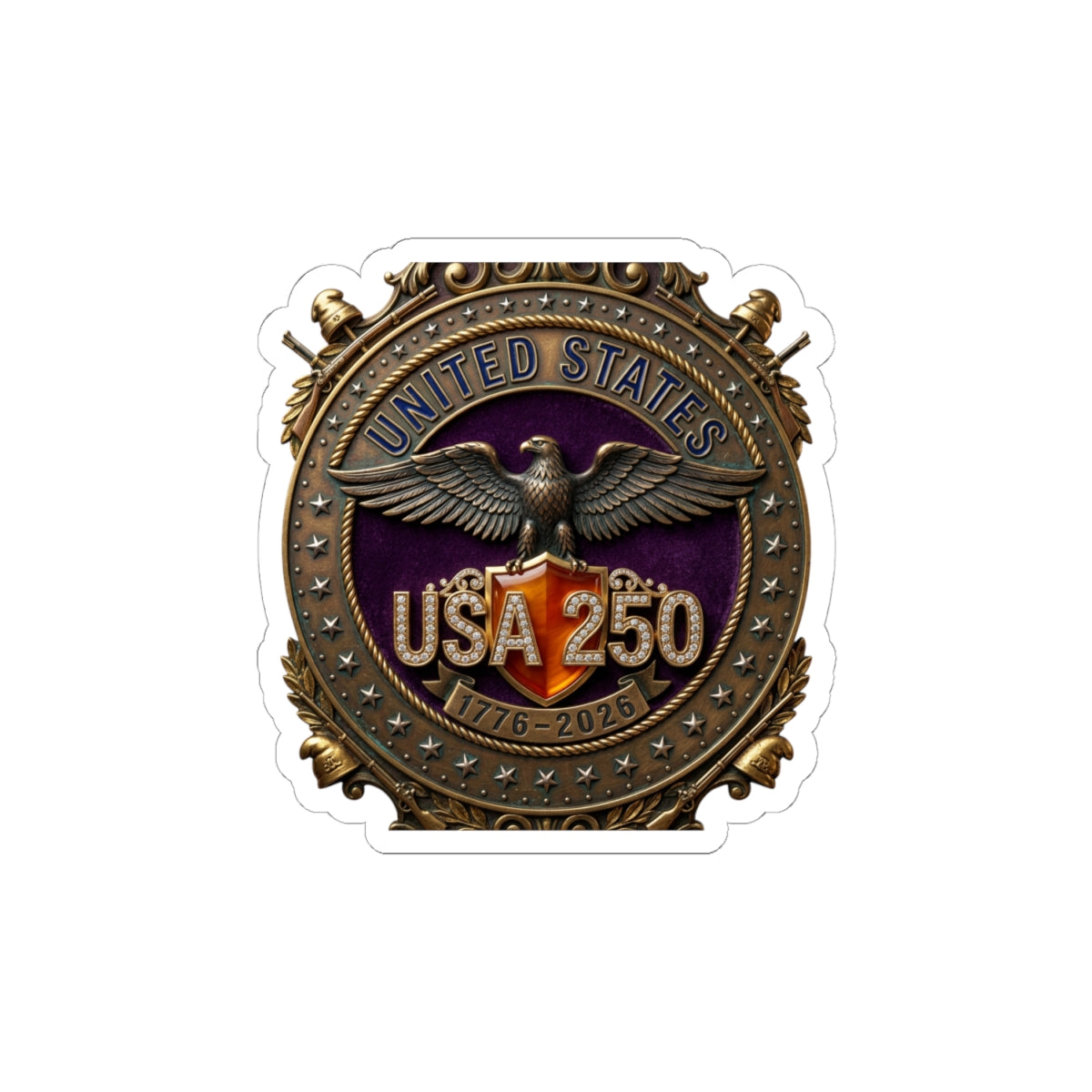 USA 250 Emblem Sticker | 1776-2026 Patriotic 4th of July Anniversary
