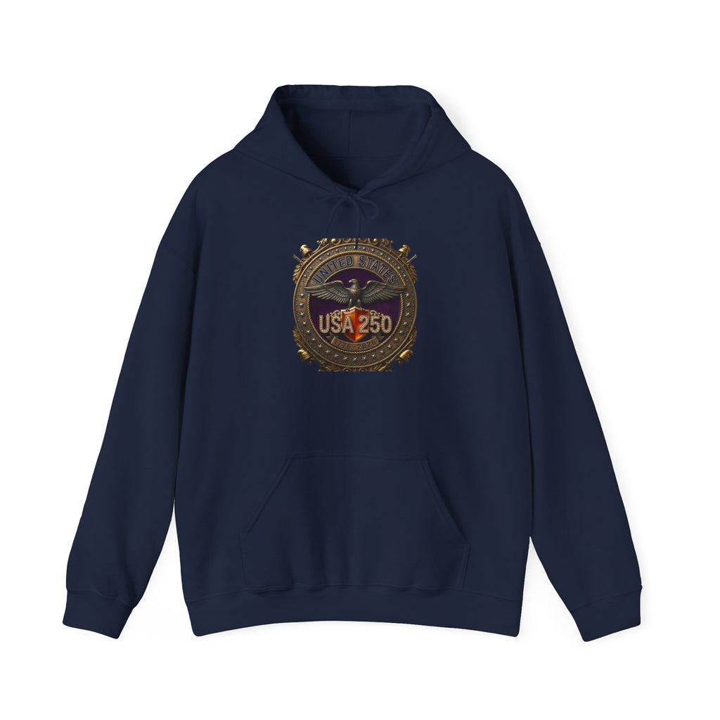 USA 250 Emblem Hoodie | 250th Anniversary, Patriotic Heritage
