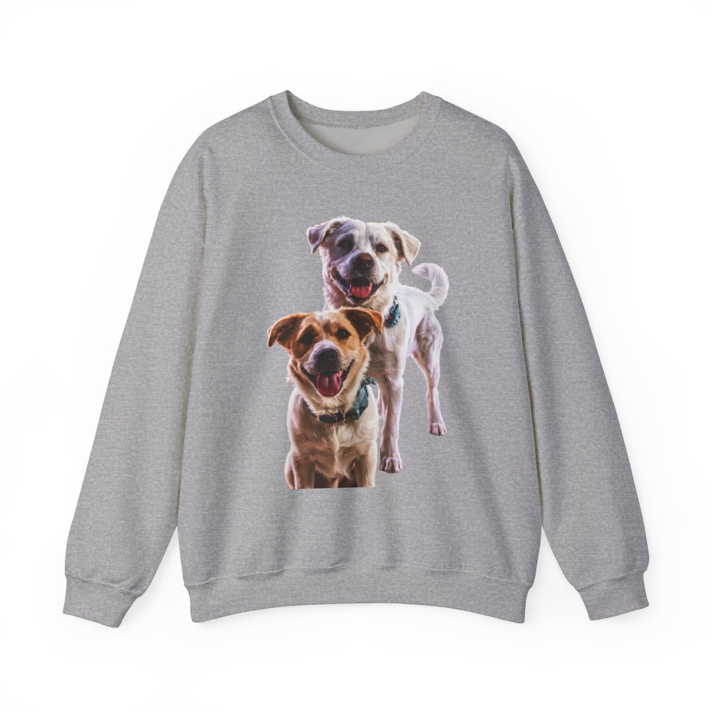 Crewneck Sweatshirt • Playful Double Dog Photo Pullover