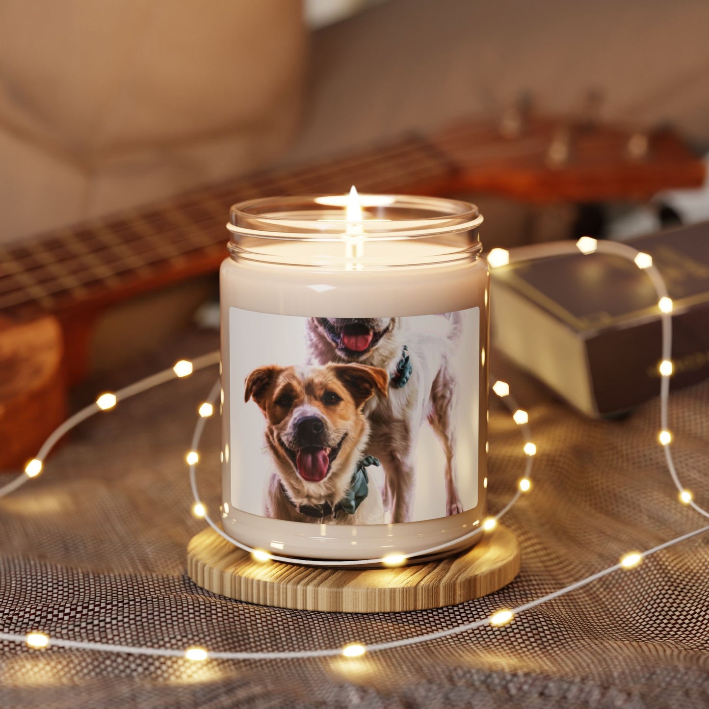 9oz Scented Soy Candle — Happy Dog Photo Jar Candle (Pet Lover Gift)