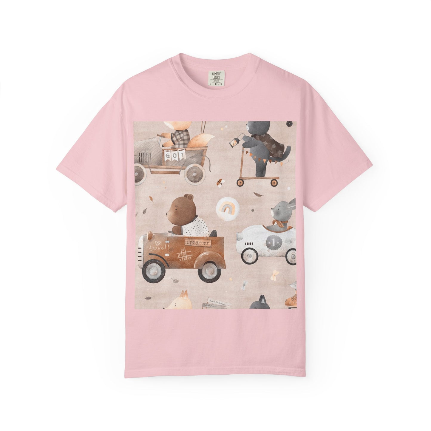 Vintage Toy Cars T-Shirt — Cute Teddy Bear Race Pattern