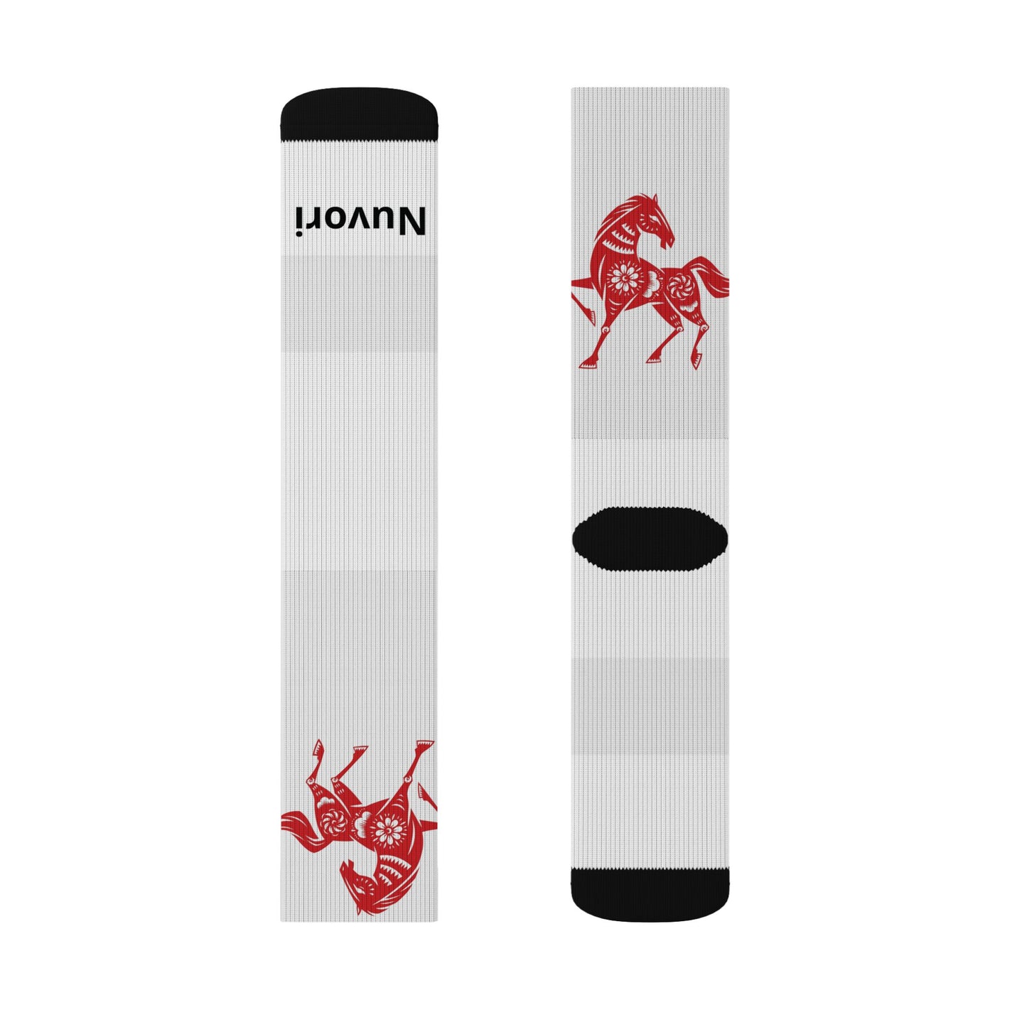 Red Trojan Horse Sublimation Socks — Novelty Athletic Crew Socks