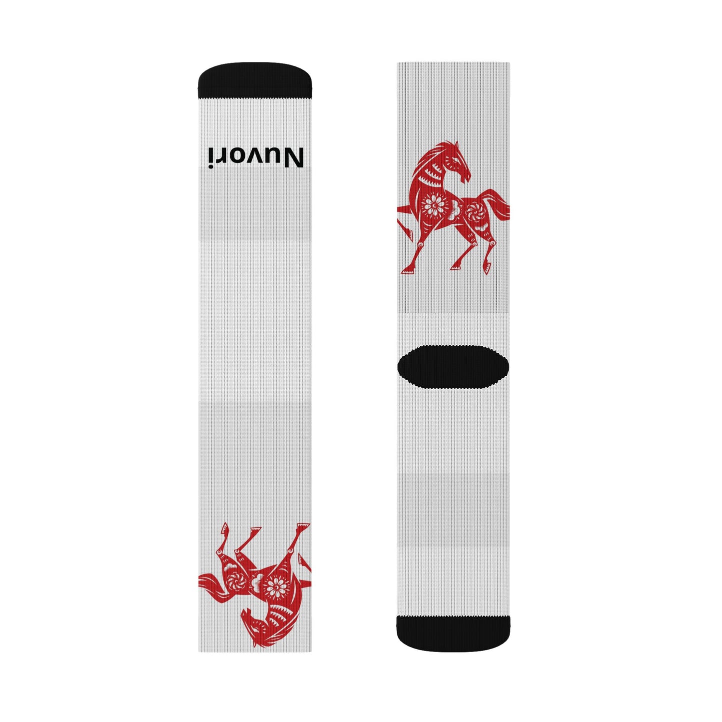 Red Trojan Horse Sublimation Socks — Novelty Athletic Crew Socks