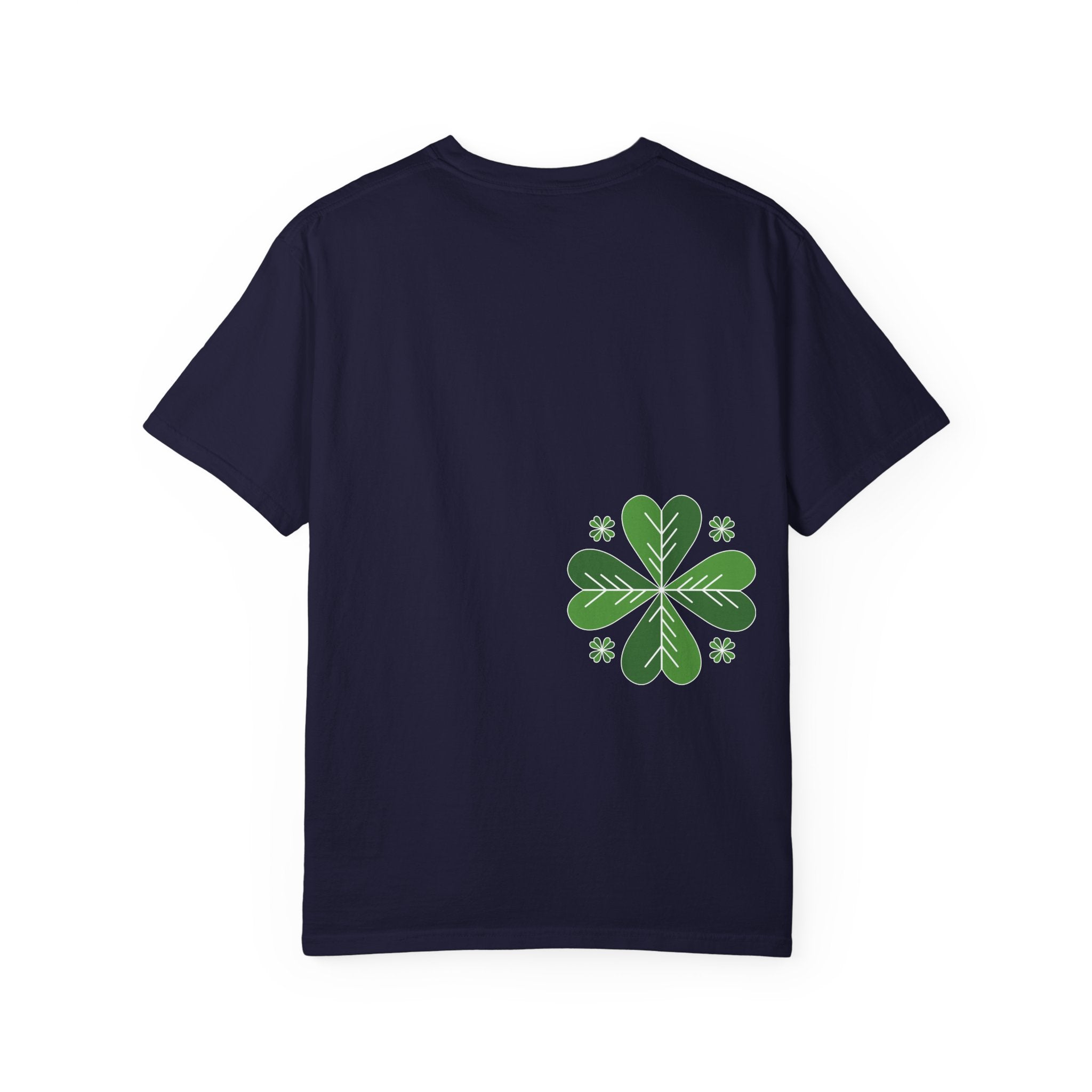 Clover Pattern T-Shirt — Green Floral Four-Leaf Design