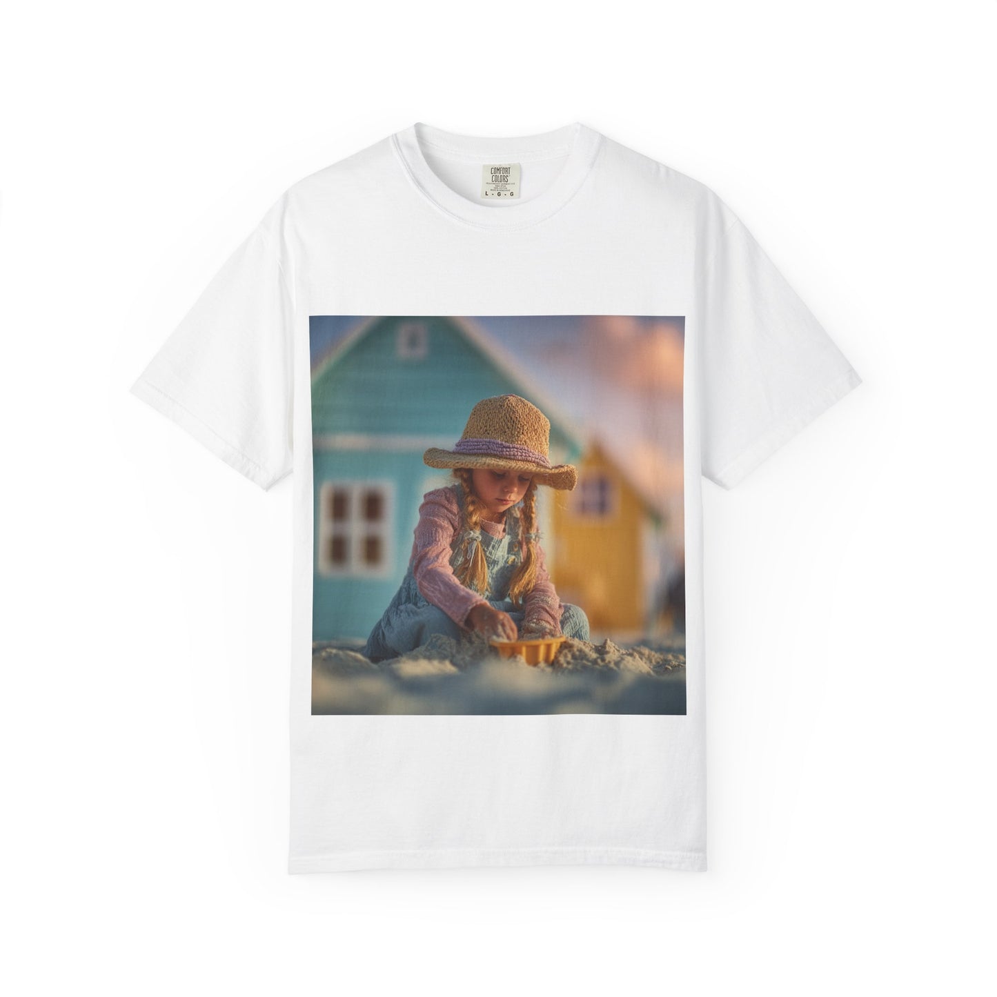 Little Girl Playing in Sand T-Shirt | Beach House Illustration