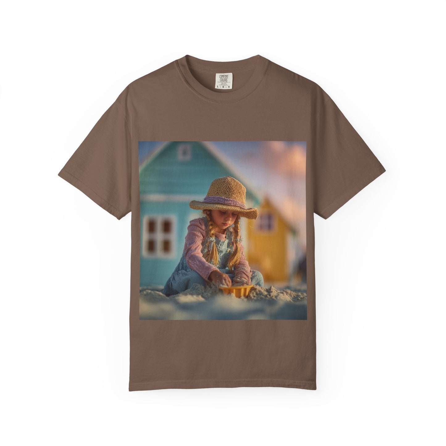 Little Girl Playing in Sand T-Shirt | Beach House Illustration