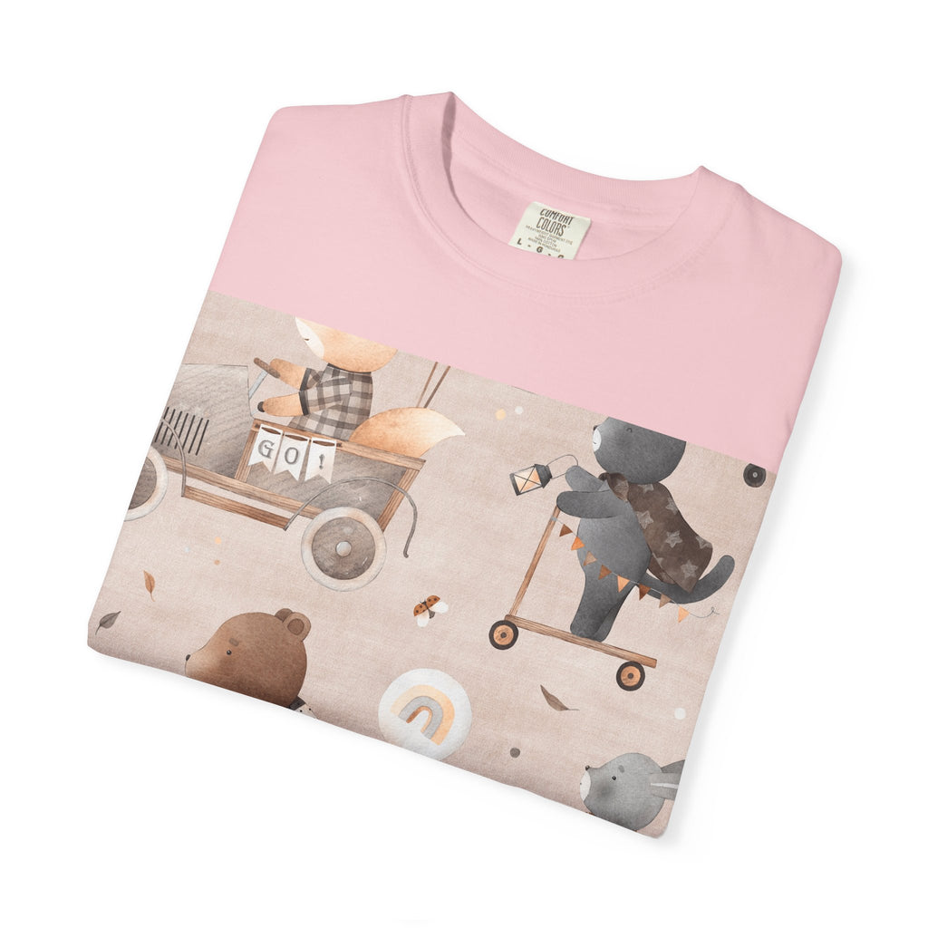Vintage Toy Cars T-Shirt — Cute Teddy Bear Race Pattern