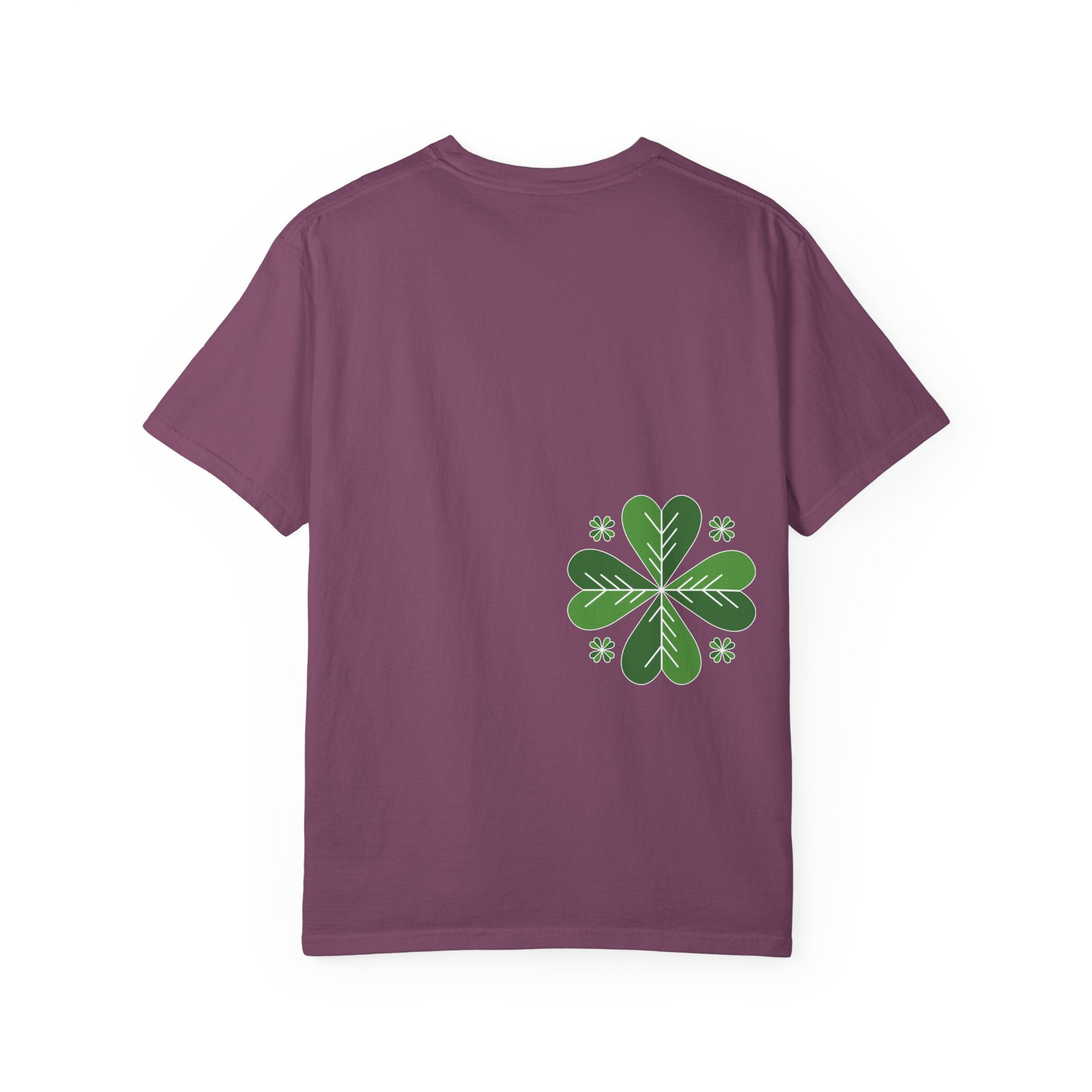 Clover Pattern T-Shirt — Green Floral Four-Leaf Design