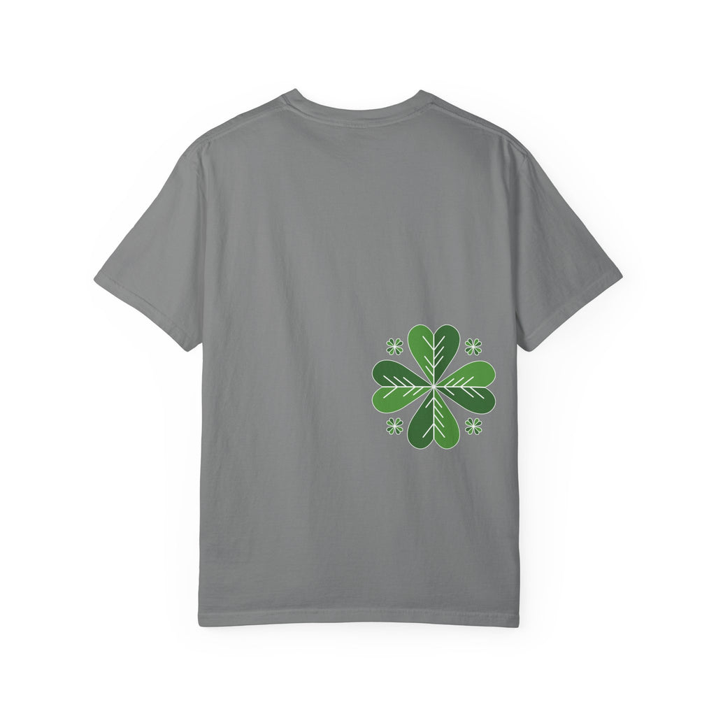 Clover Pattern T-Shirt — Green Floral Four-Leaf Design