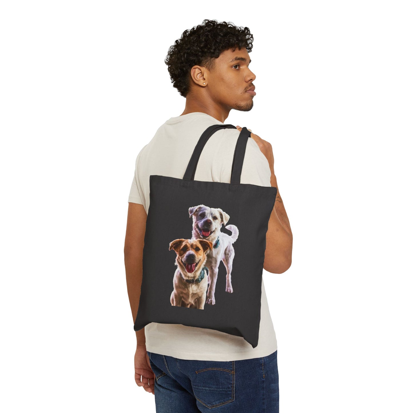 Dog Photo Canvas Tote Bag — Personalized Pet Portrait Market Tote