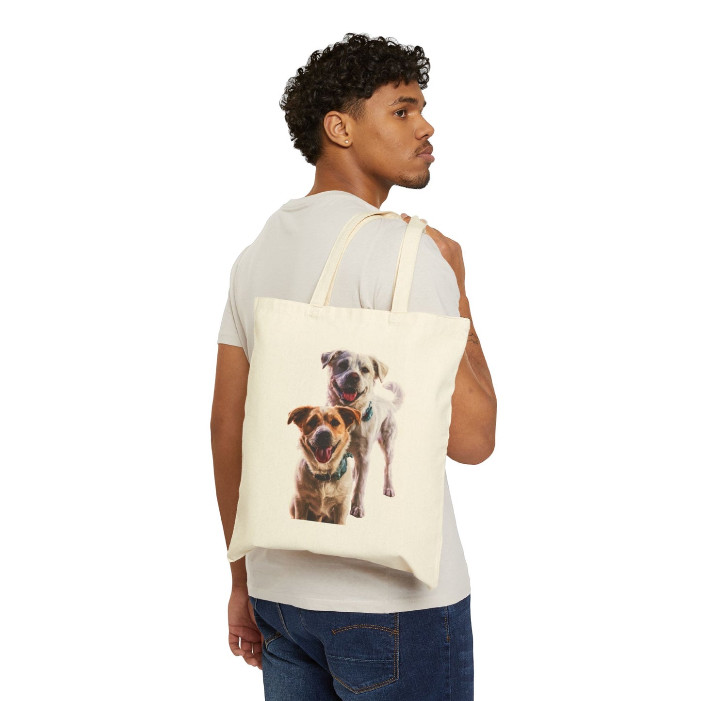 Dog Photo Canvas Tote Bag — Personalized Pet Portrait Market Tote
