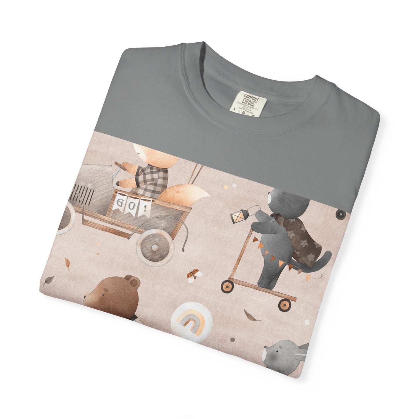 Vintage Toy Cars T-Shirt — Cute Teddy Bear Race Pattern