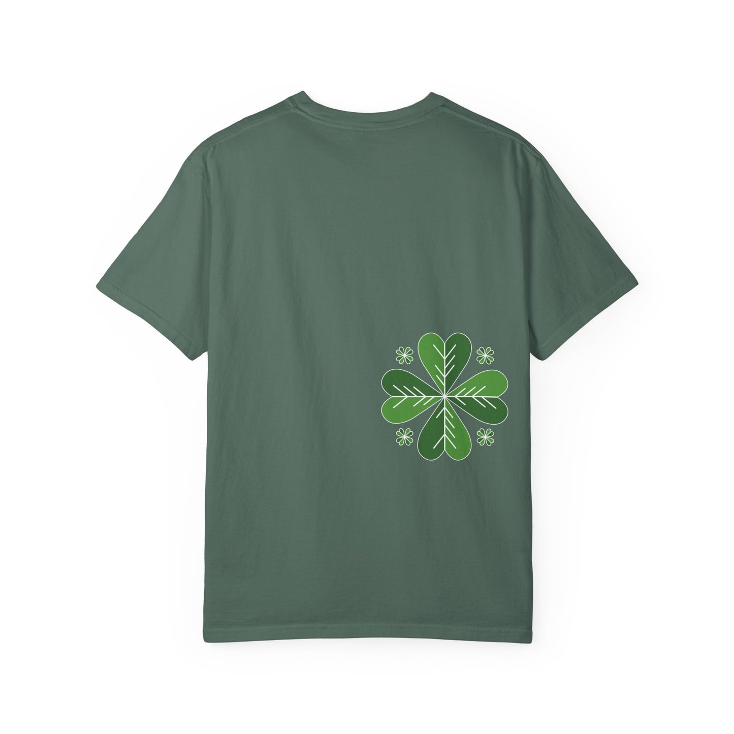 Clover Pattern T-Shirt — Green Floral Four-Leaf Design