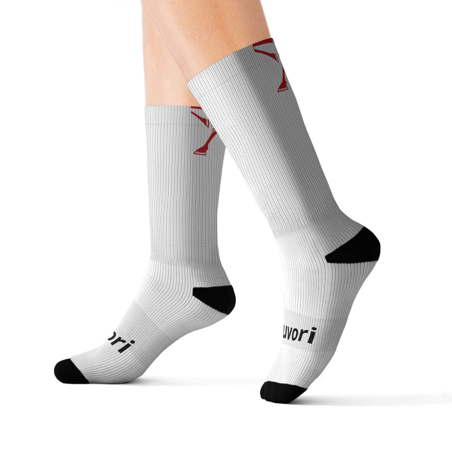 Red Trojan Horse Sublimation Socks — Novelty Athletic Crew Socks
