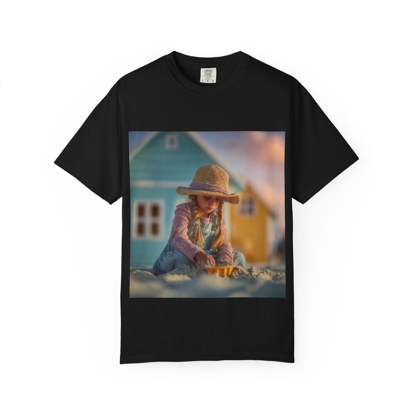 Little Girl Playing in Sand T-Shirt | Beach House Illustration