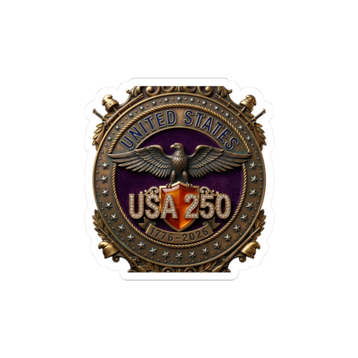USA 250 Emblem Sticker | 1776-2026 Patriotic 4th of July Anniversary