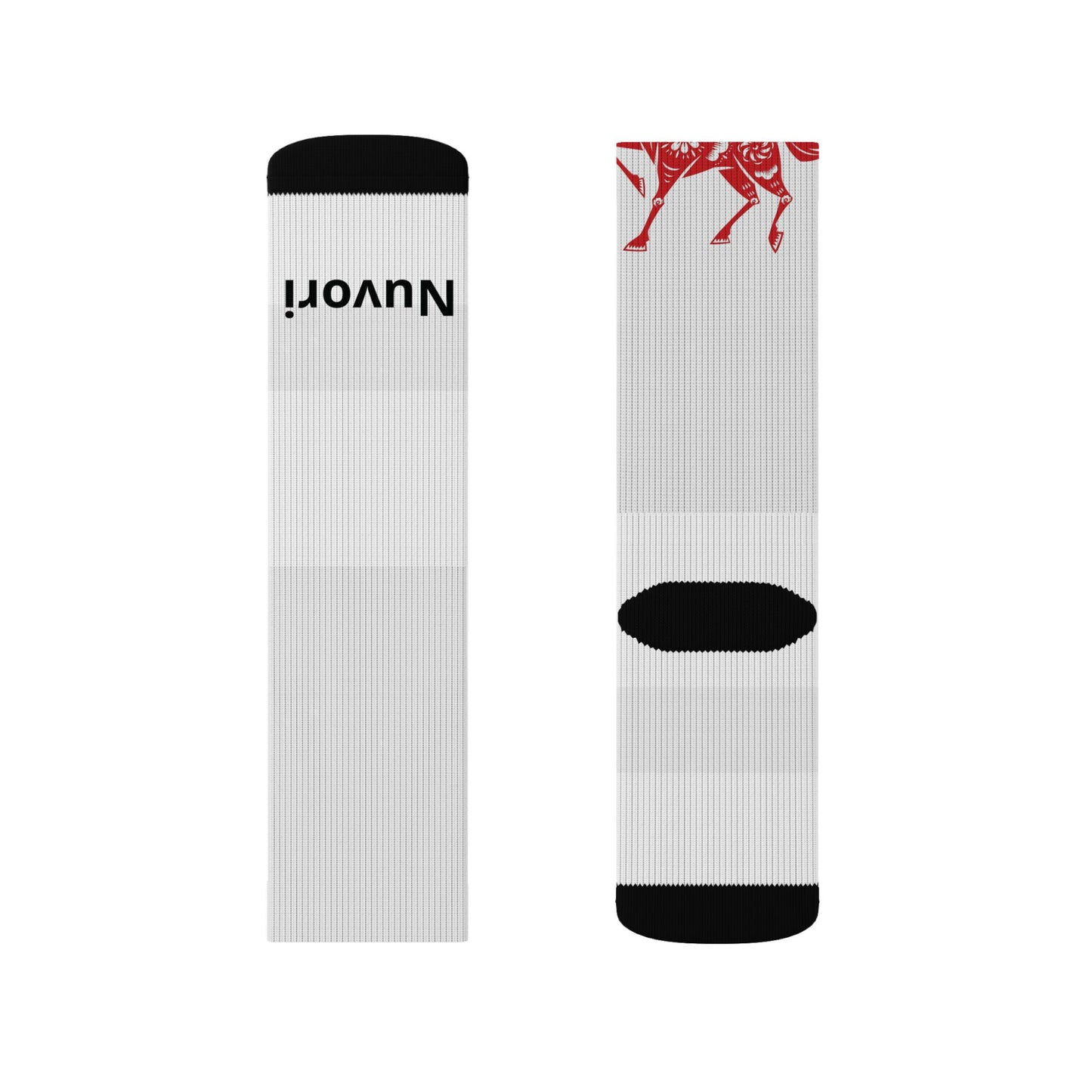 Red Trojan Horse Sublimation Socks — Novelty Athletic Crew Socks