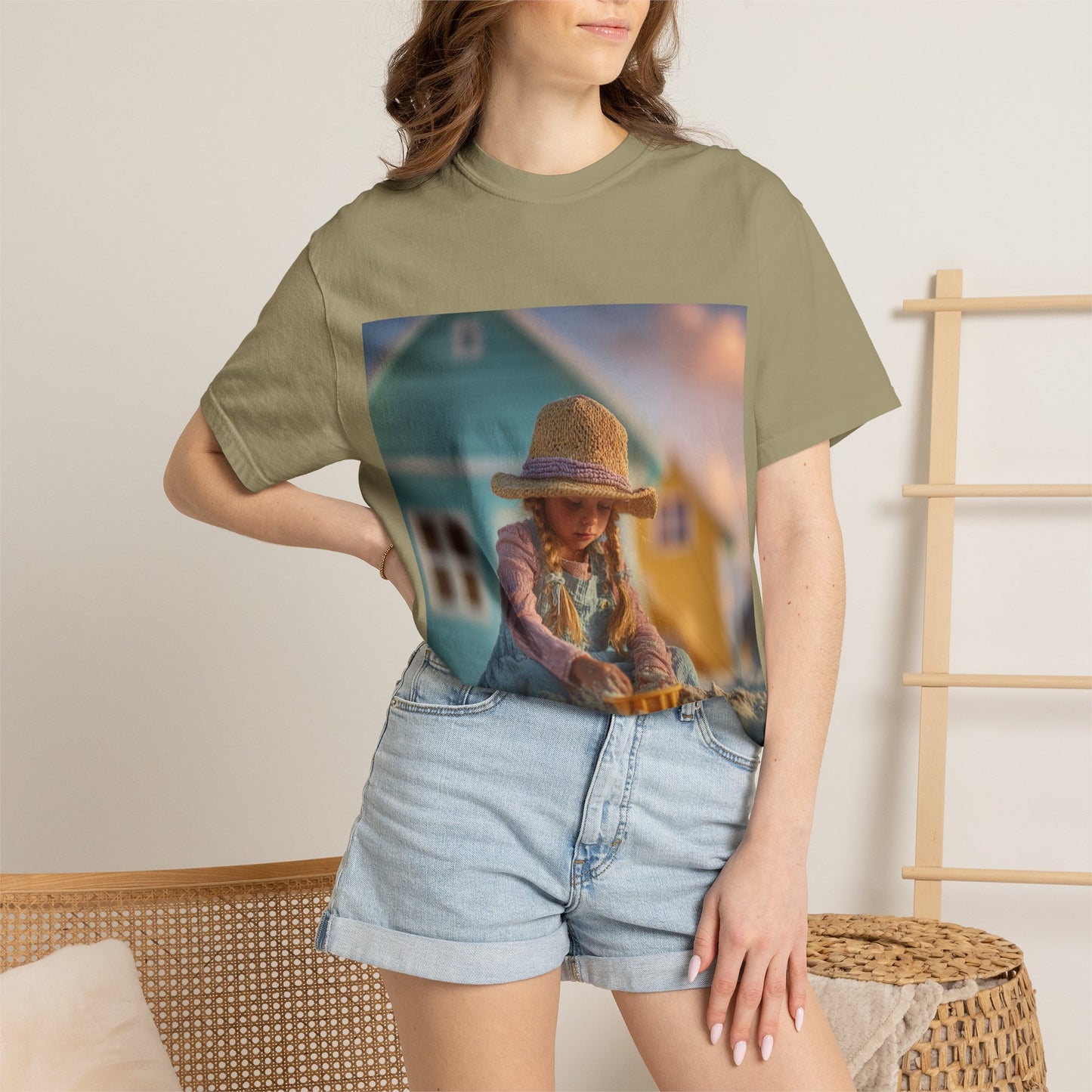 Little Girl Playing in Sand T-Shirt | Beach House Illustration