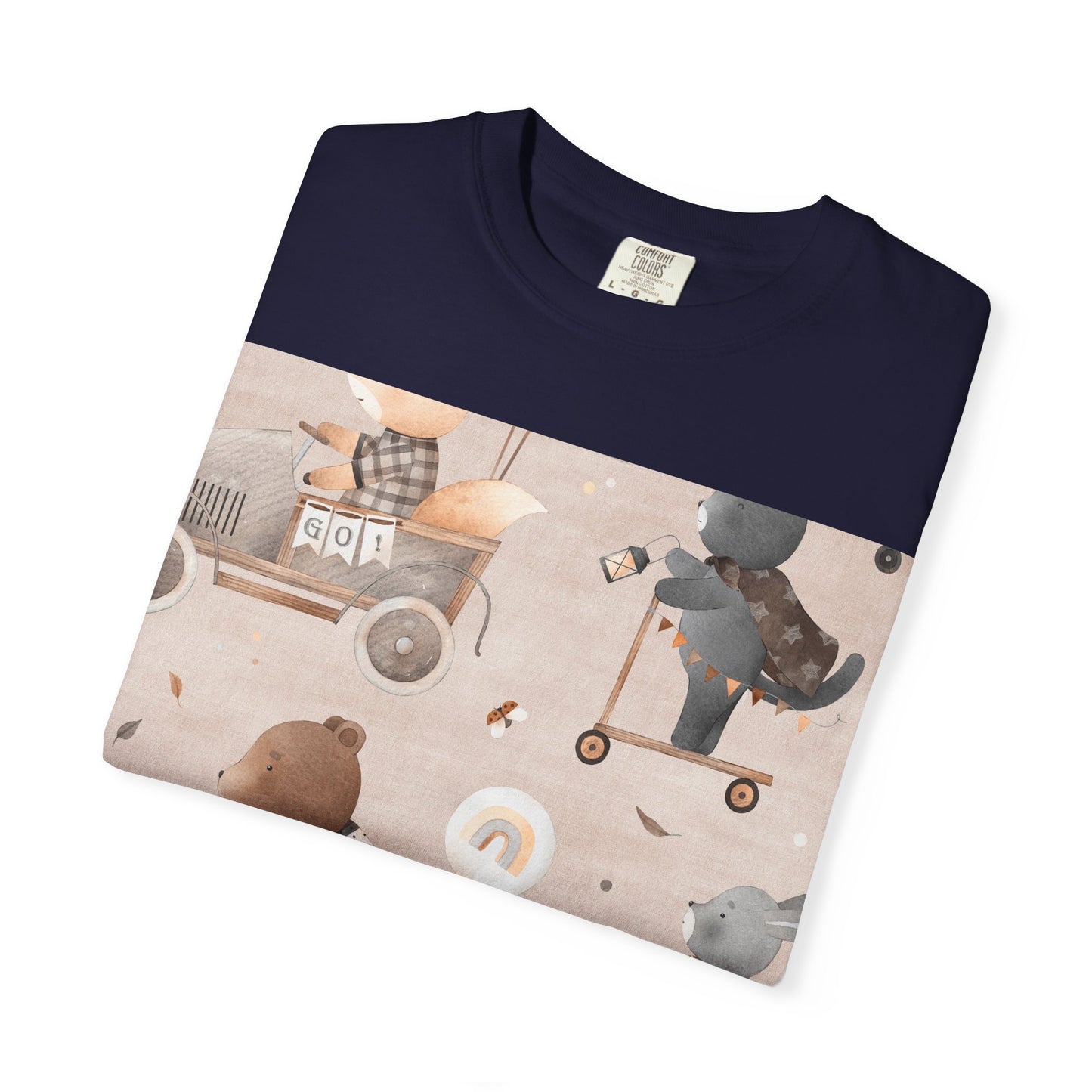 Vintage Toy Cars T-Shirt — Cute Teddy Bear Race Pattern