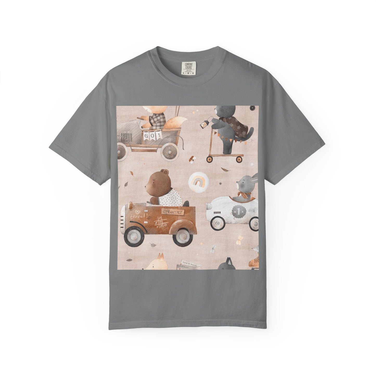 Vintage Toy Cars T-Shirt — Cute Teddy Bear Race Pattern