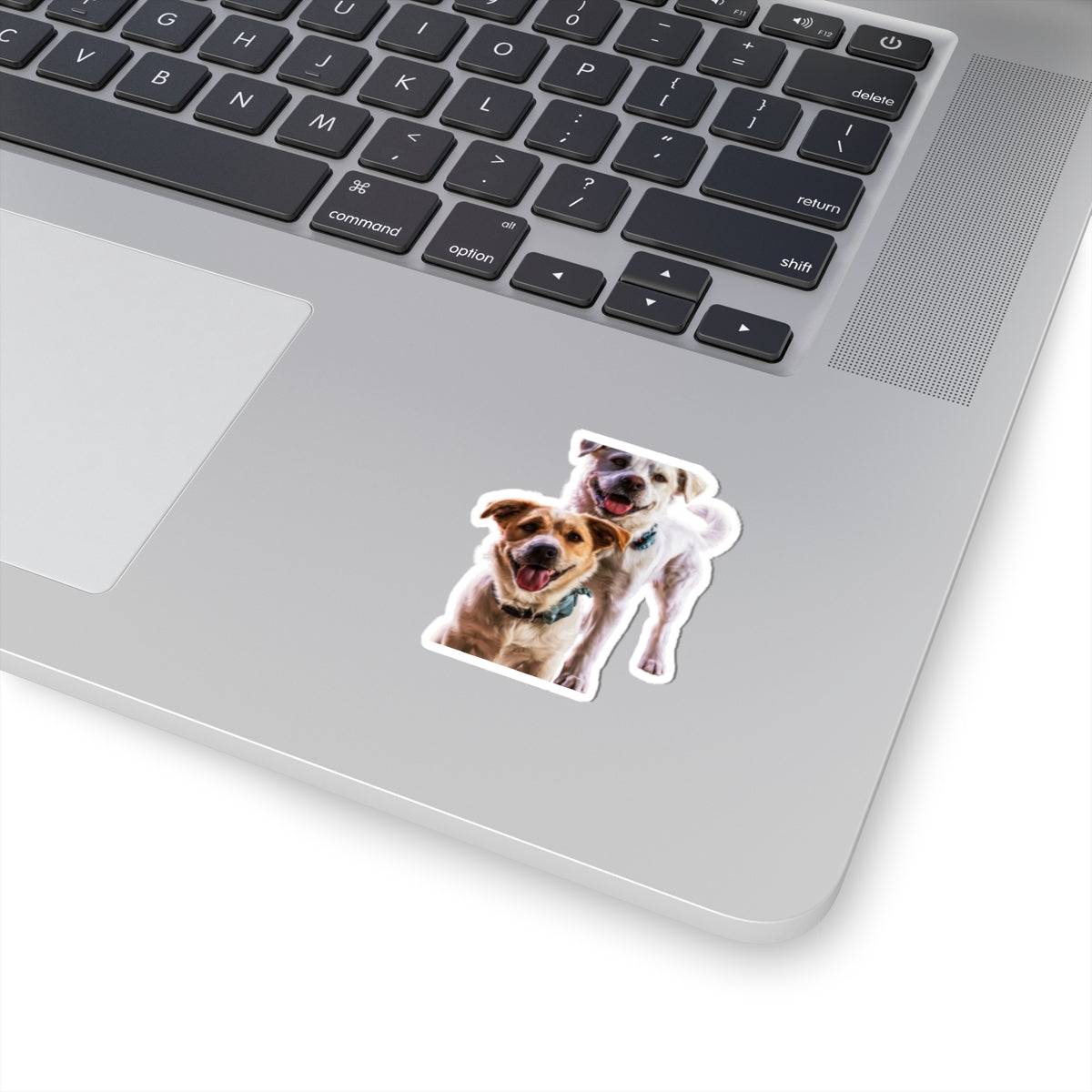Happy Dogs Kiss-Cut Sticker – Smiling Duo Laptop Decal