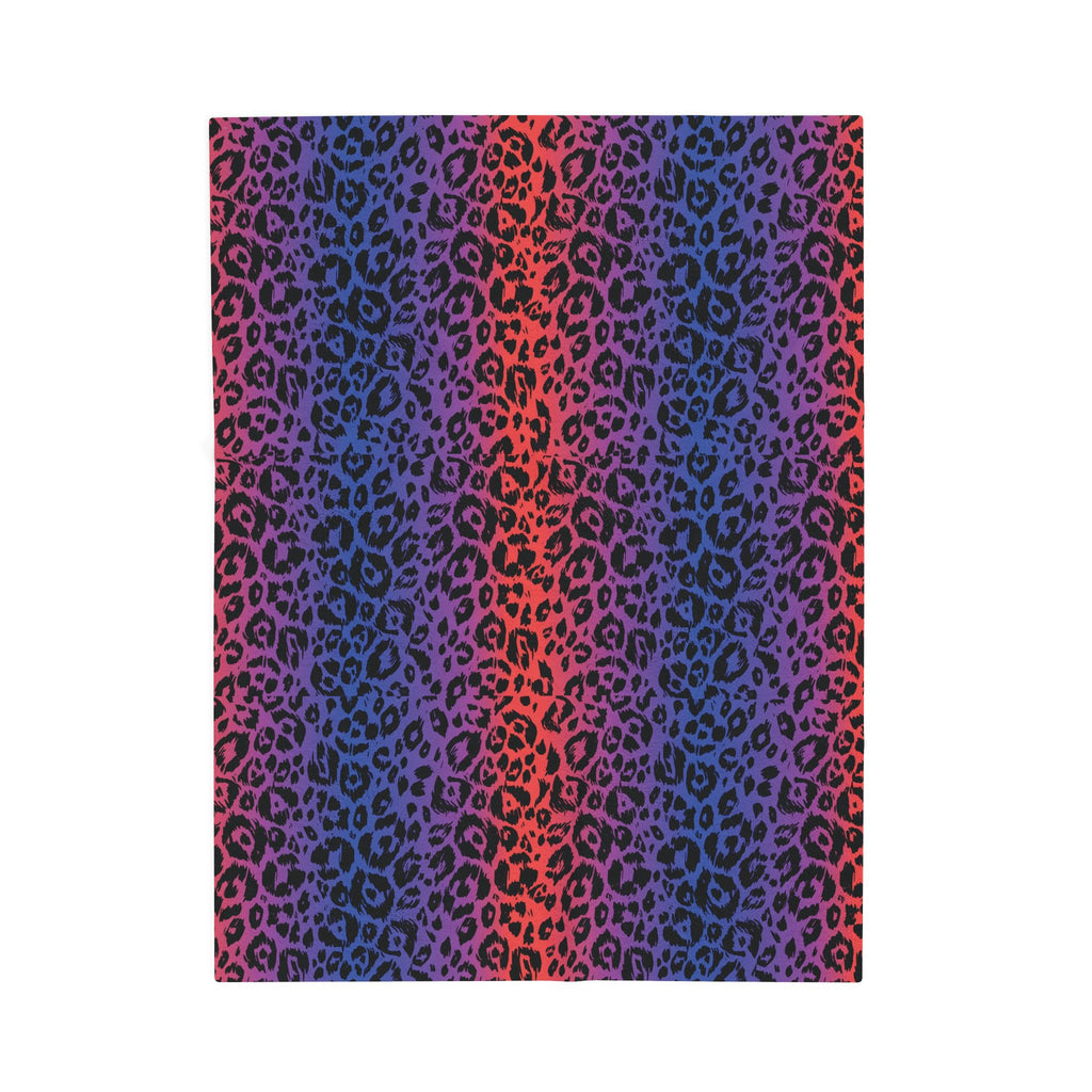 Rainbow Leopard Velveteen Plush Blanket — Soft Cozy Animal Print Throw