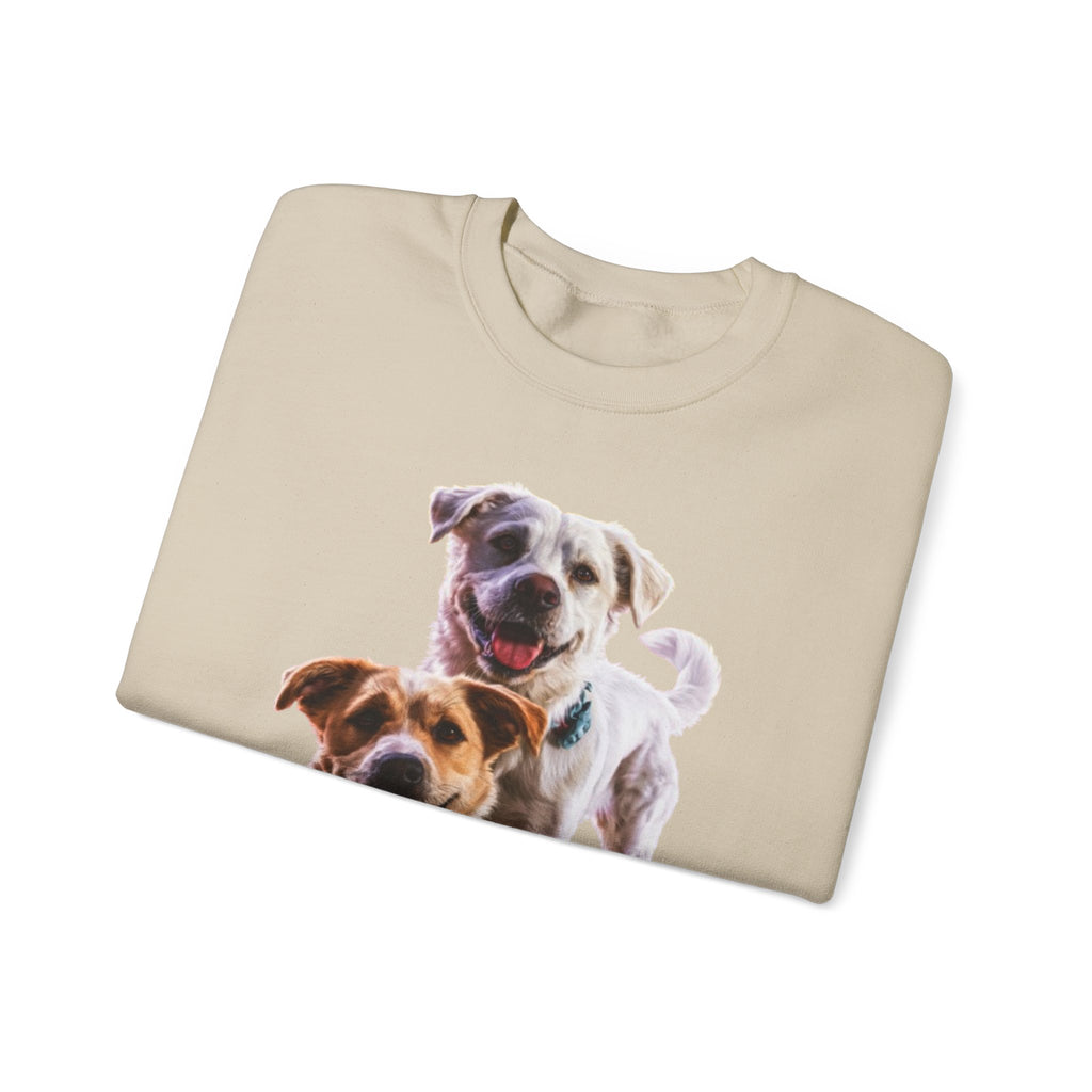 Crewneck Sweatshirt • Playful Double Dog Photo Pullover