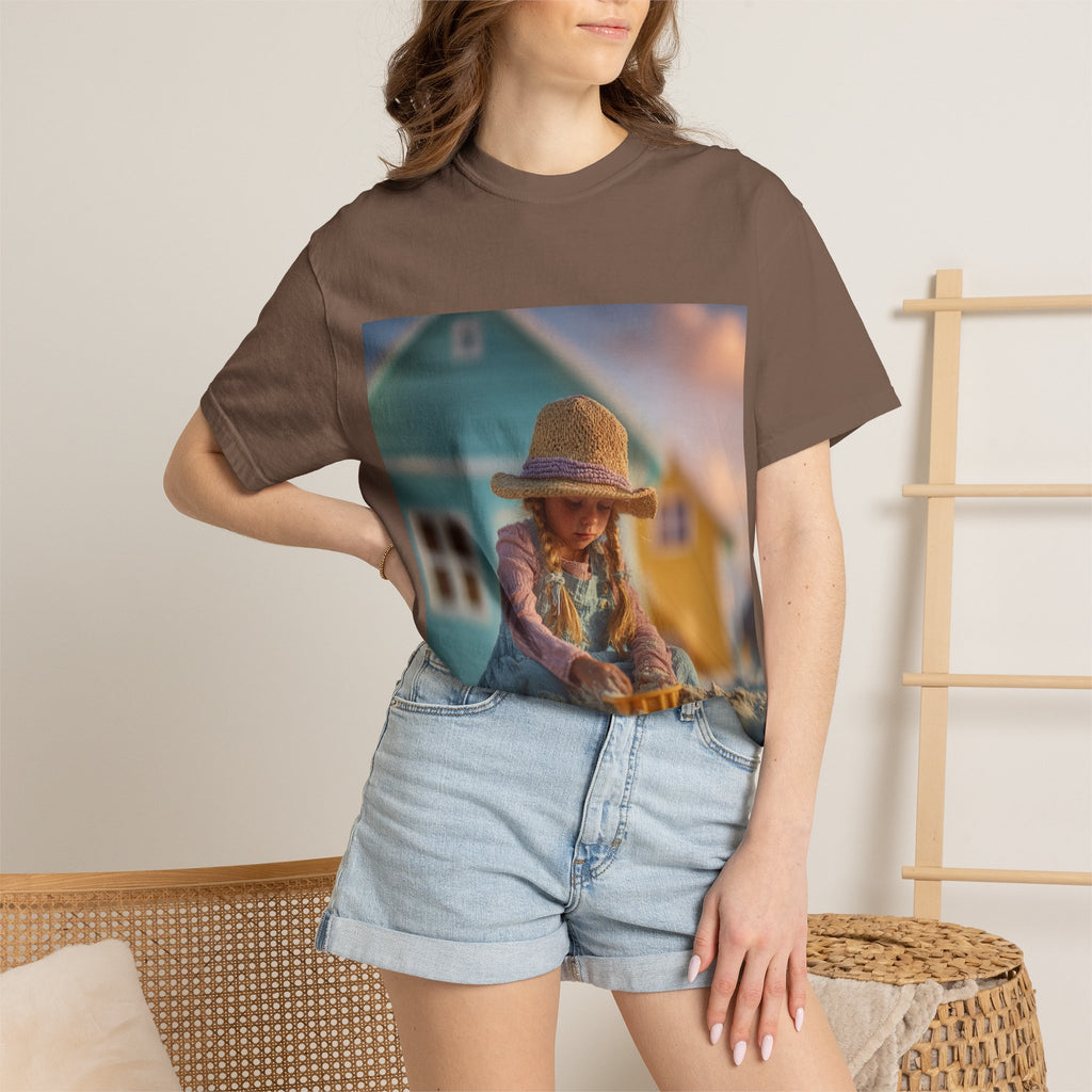 Little Girl Playing in Sand T-Shirt | Beach House Illustration