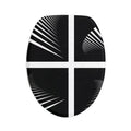Modern Black & White Geometric Bath Mat Set — 3-Piece Bathroom Rug (Cross + Spiral Stripe Design)