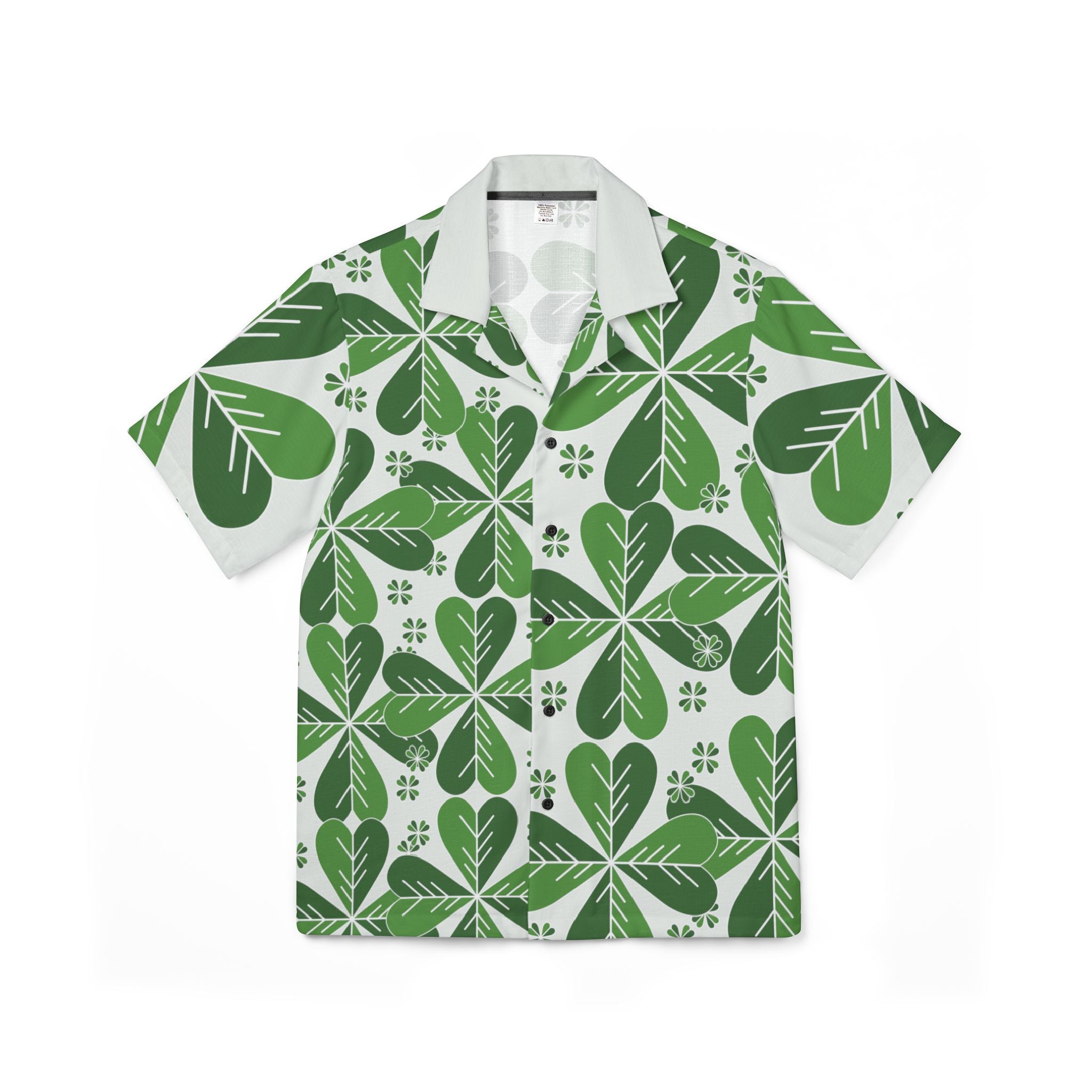 Men's Green Leaf Hawaiian Shirt — Tropical Camp Button-Up