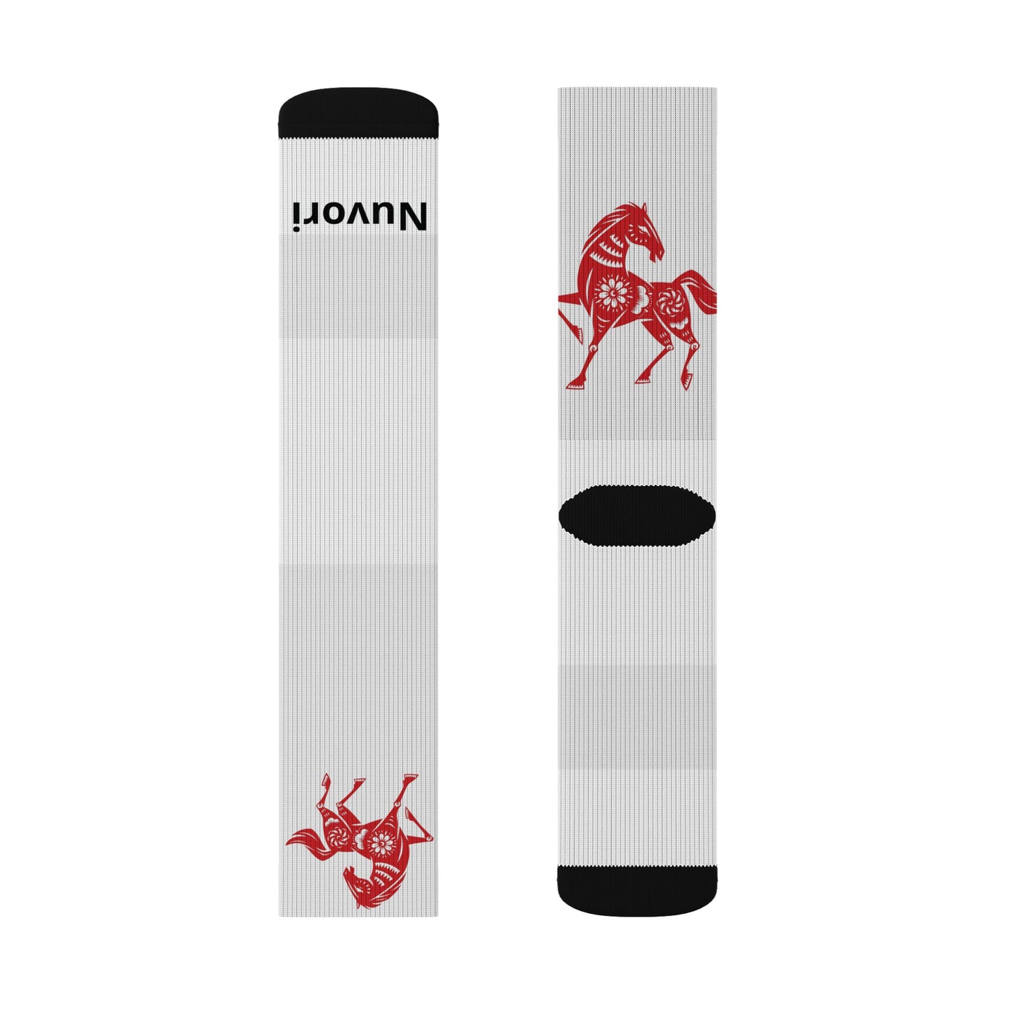 Red Trojan Horse Sublimation Socks — Novelty Athletic Crew Socks