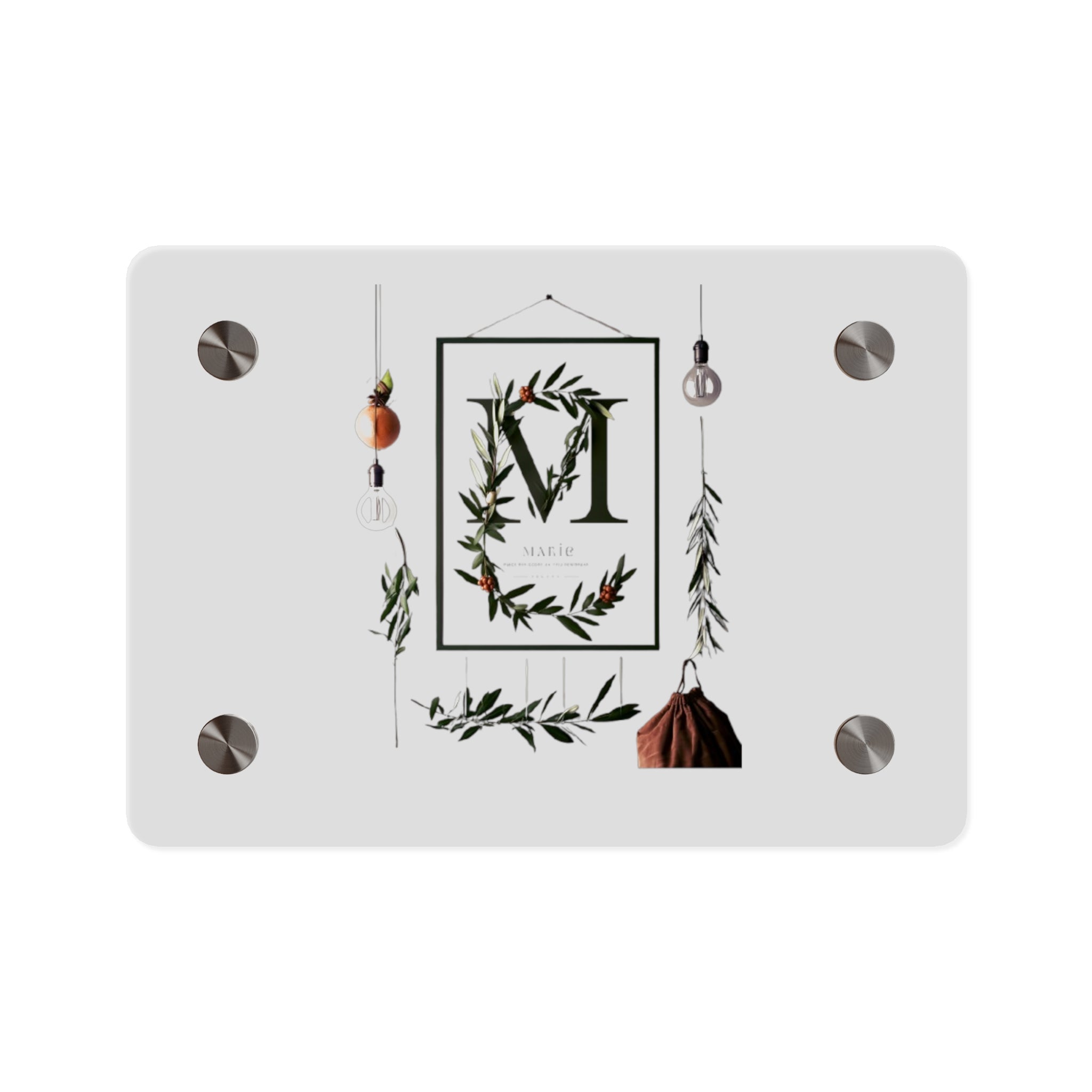 Botanical Monogram Acrylic Wall Art | Personalized Floral Home Decor
